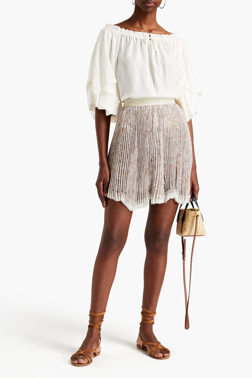 ETRO Pleated floral-print chiffon mini skirt