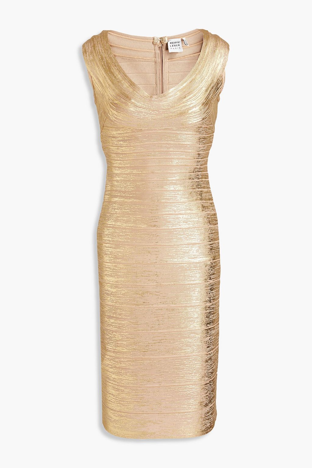 HERVÉ LÉGER Metallic coated bandage dress