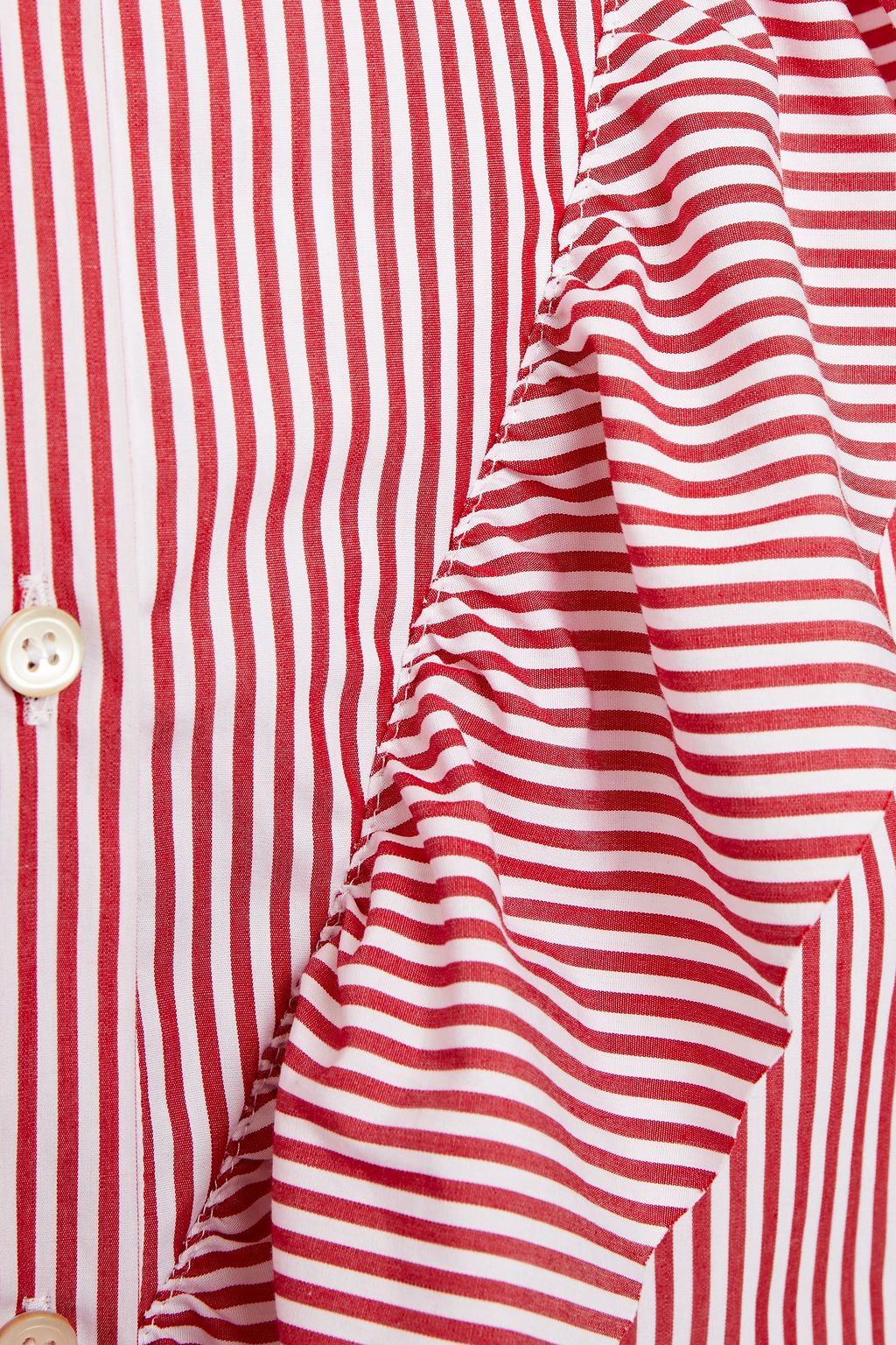 REDVALENTINO Ruffled striped cotton-poplin shirt