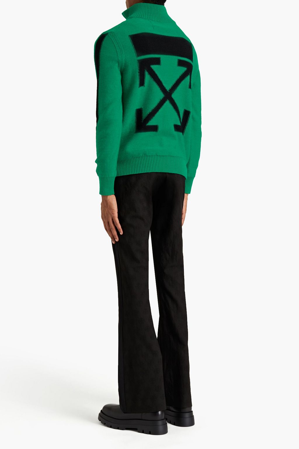 OFF-WHITE™ Zweifarbiger Pullover aus Jacquard-Strick aus Wolle
