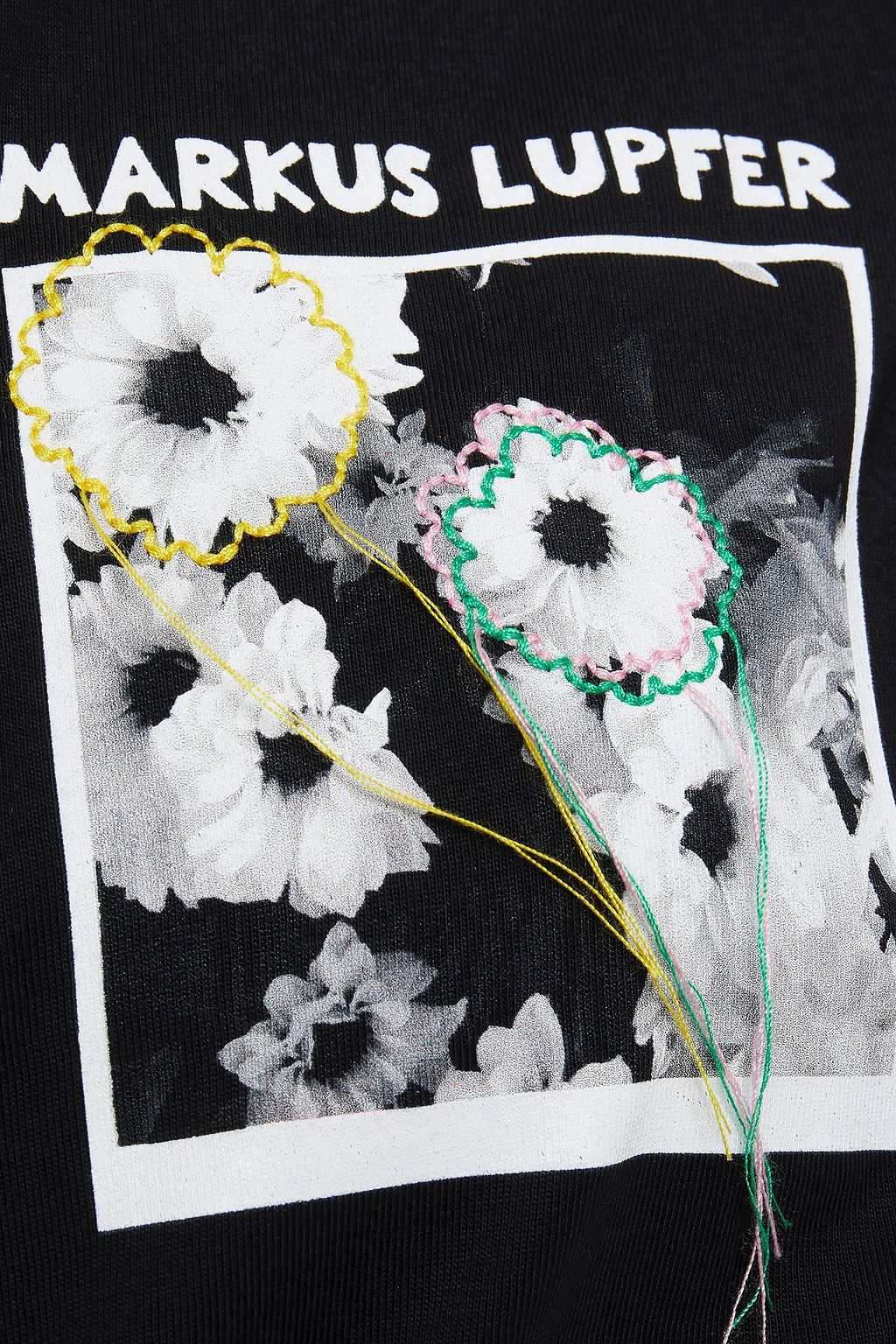 MARKUS LUPFER Frankie embroidered printed organic cotton-jersey top