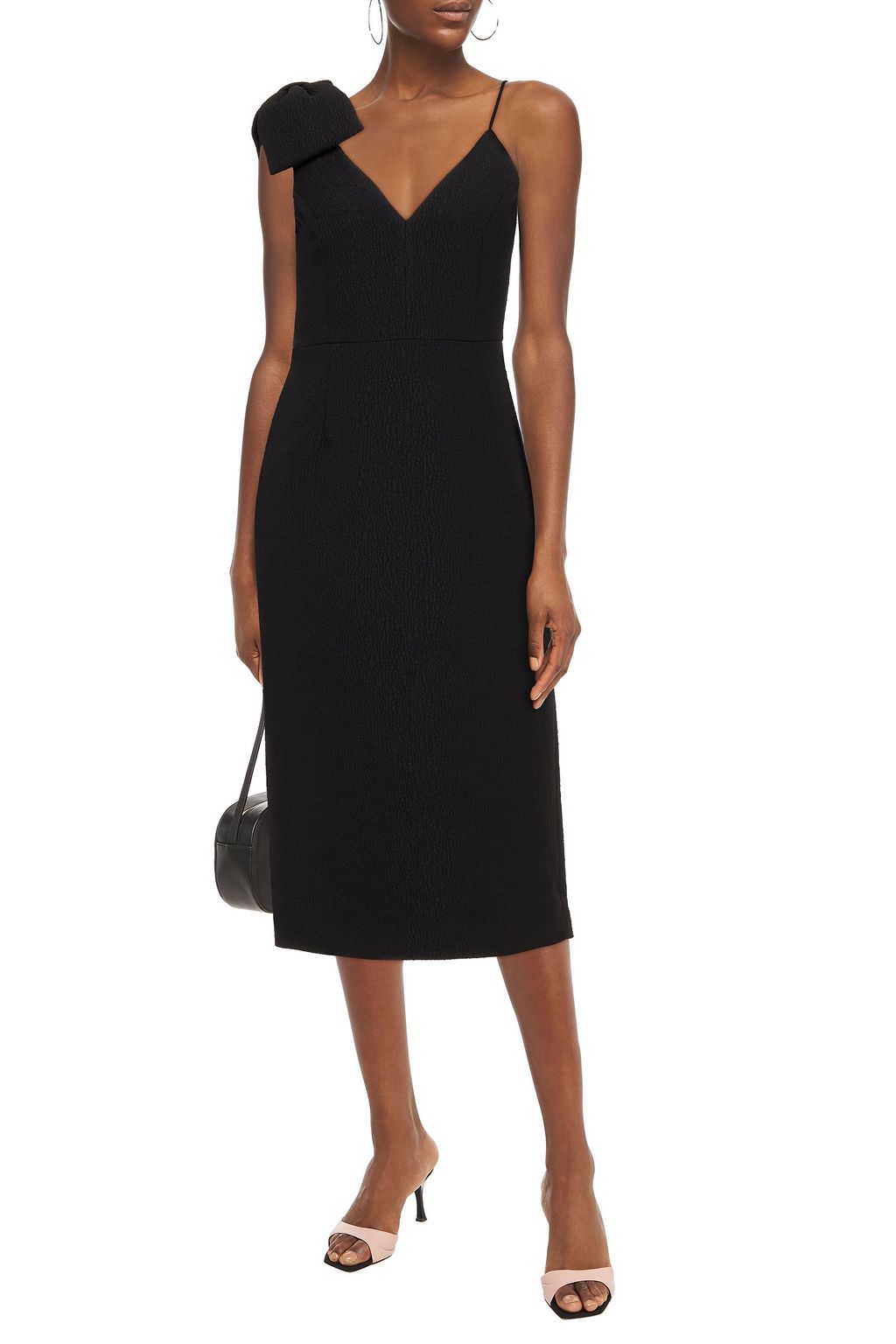 REBECCA VALLANCE Mondrian bow-embellished cloqué midi dress