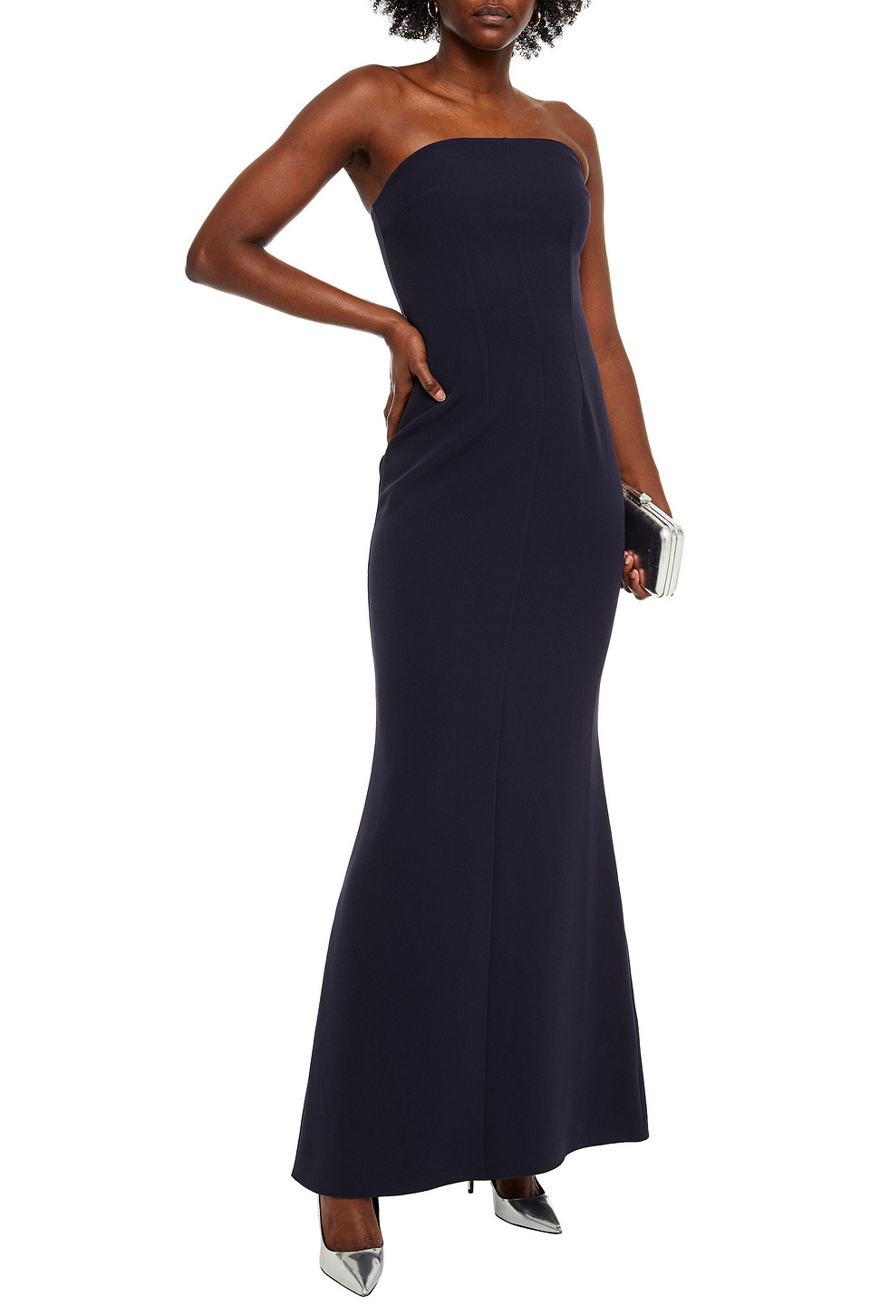 Safiyaa Soshin Strapless Stretch-crepe Gown In Blue