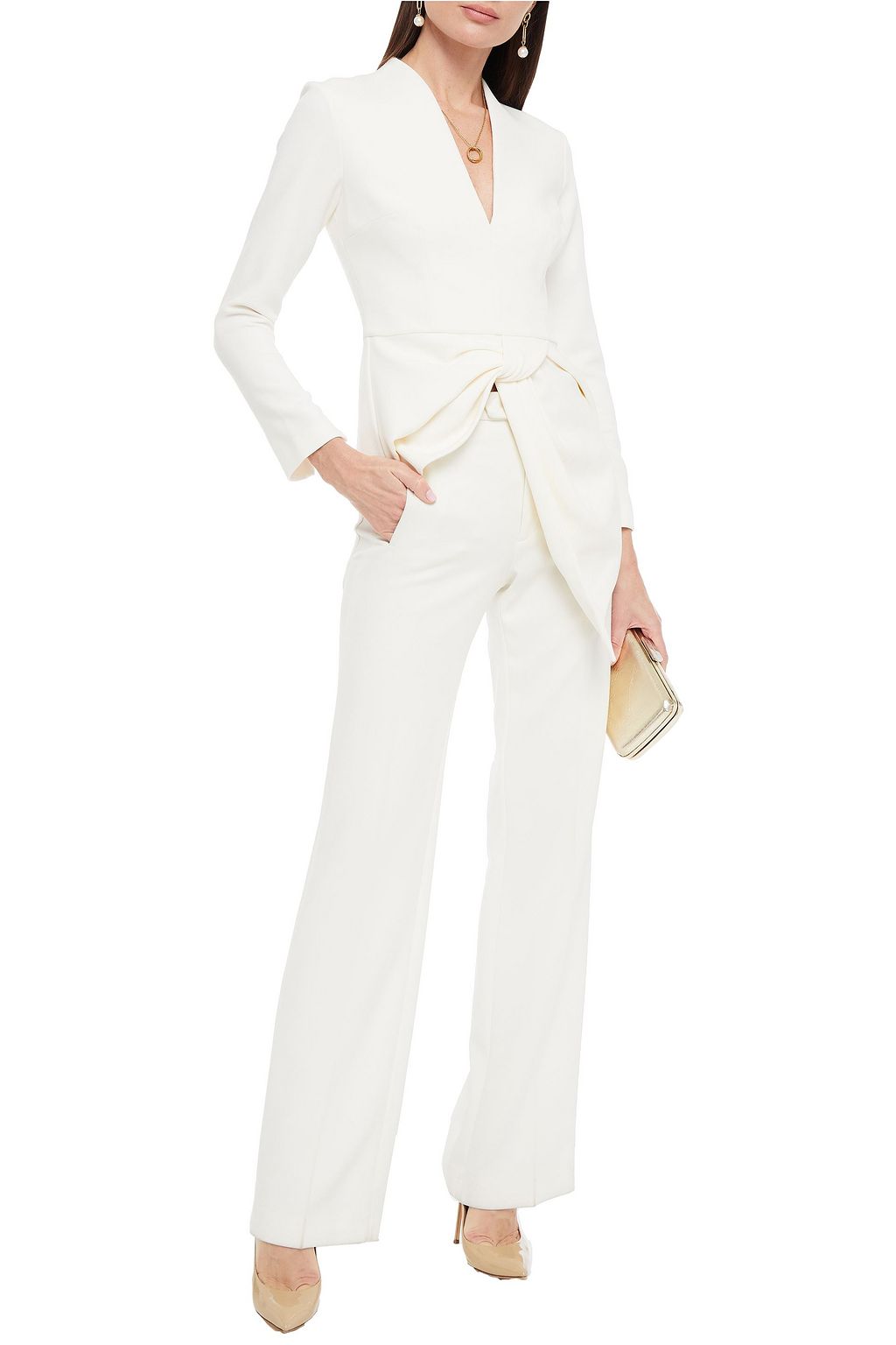 SAFIYAA Leticia twist-front crepe peplum top