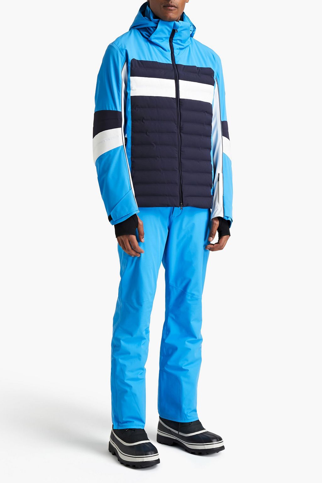 BOGNER Logo-appliquéd quilted color-block hooded ski jacket