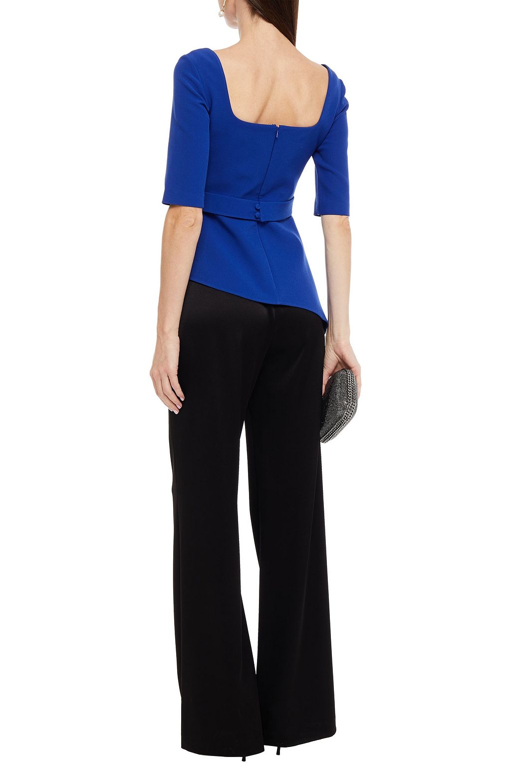 SAFIYAA Asymmetric stretch-crepe peplum top