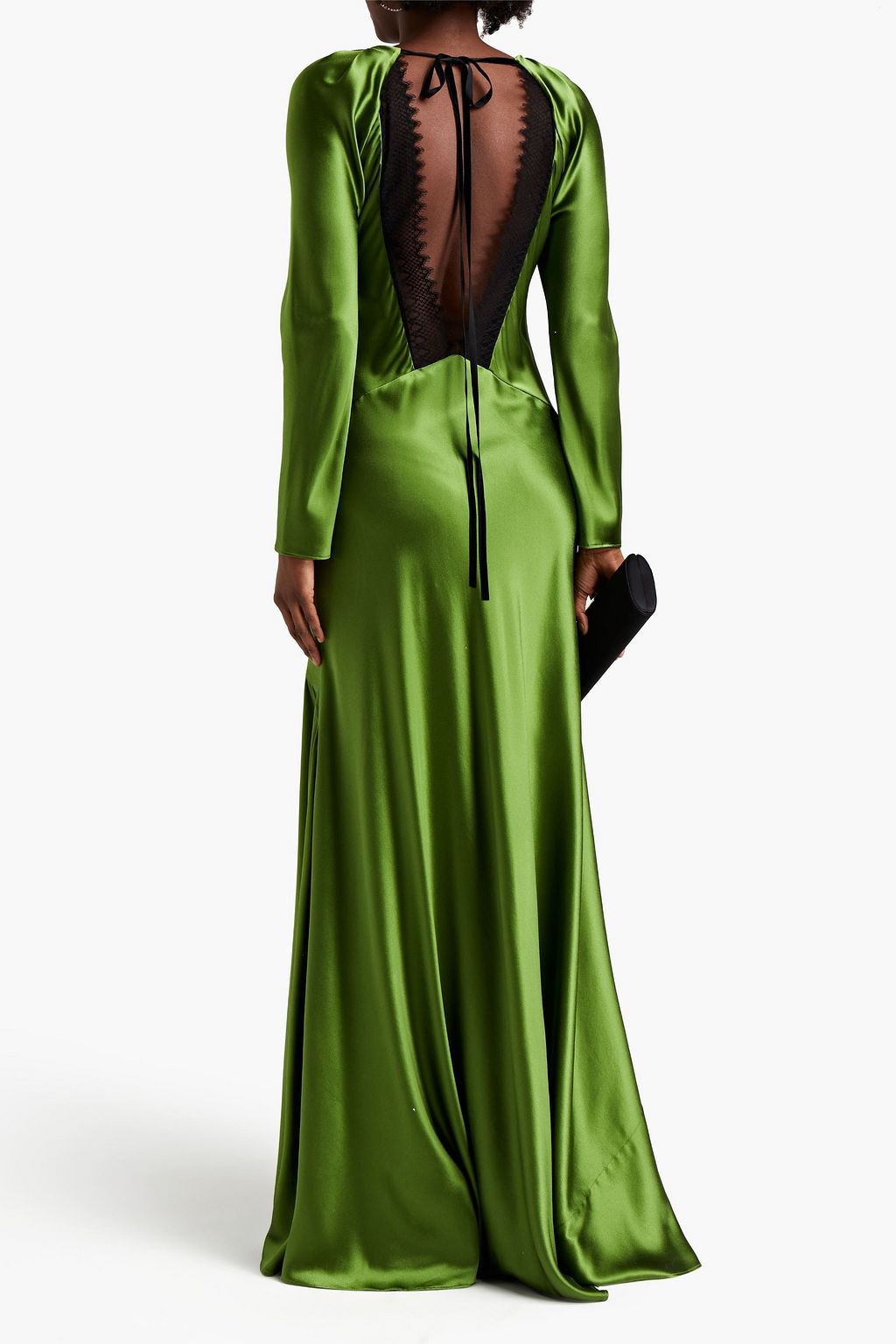 AMANDA WAKELEY Cutout lace-trimmed silk-satin maxi dress