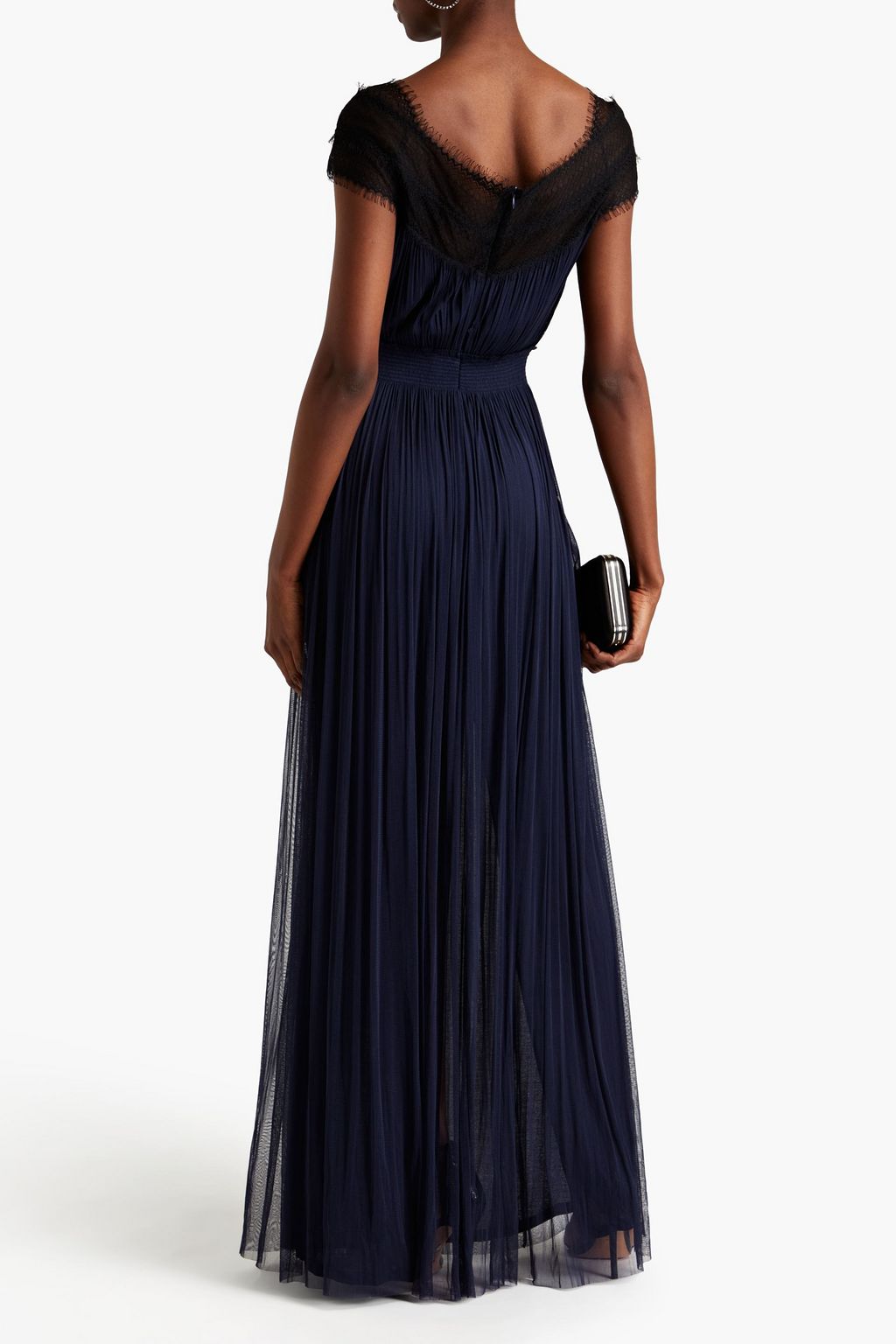 AMANDA WAKELEY Chantilly lace-paneled silk-tulle maxi dress