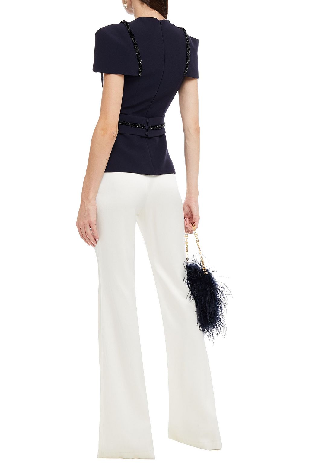 SAFIYAA Halo belted embellished crepe top