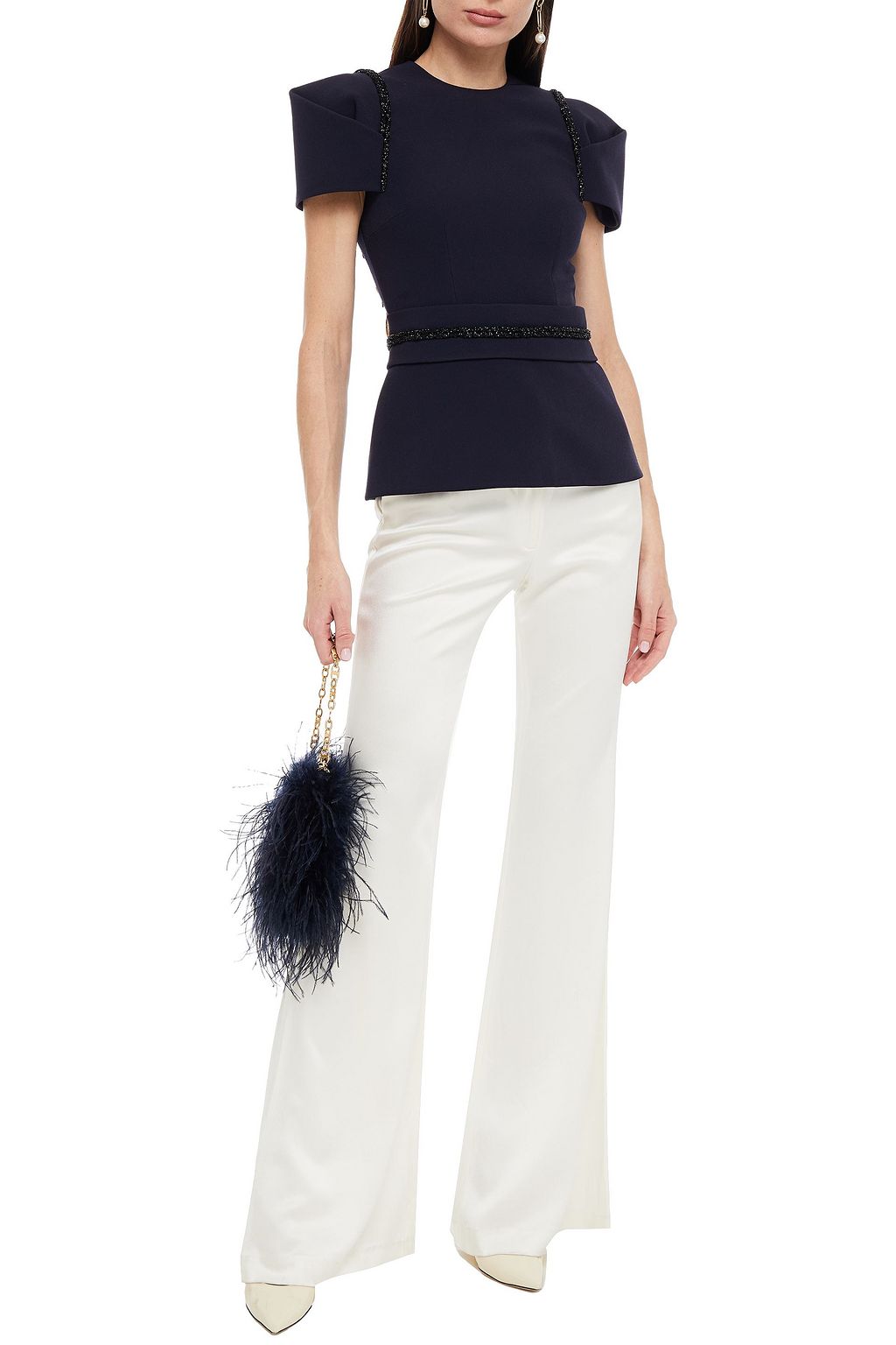 SAFIYAA Halo belted embellished crepe top