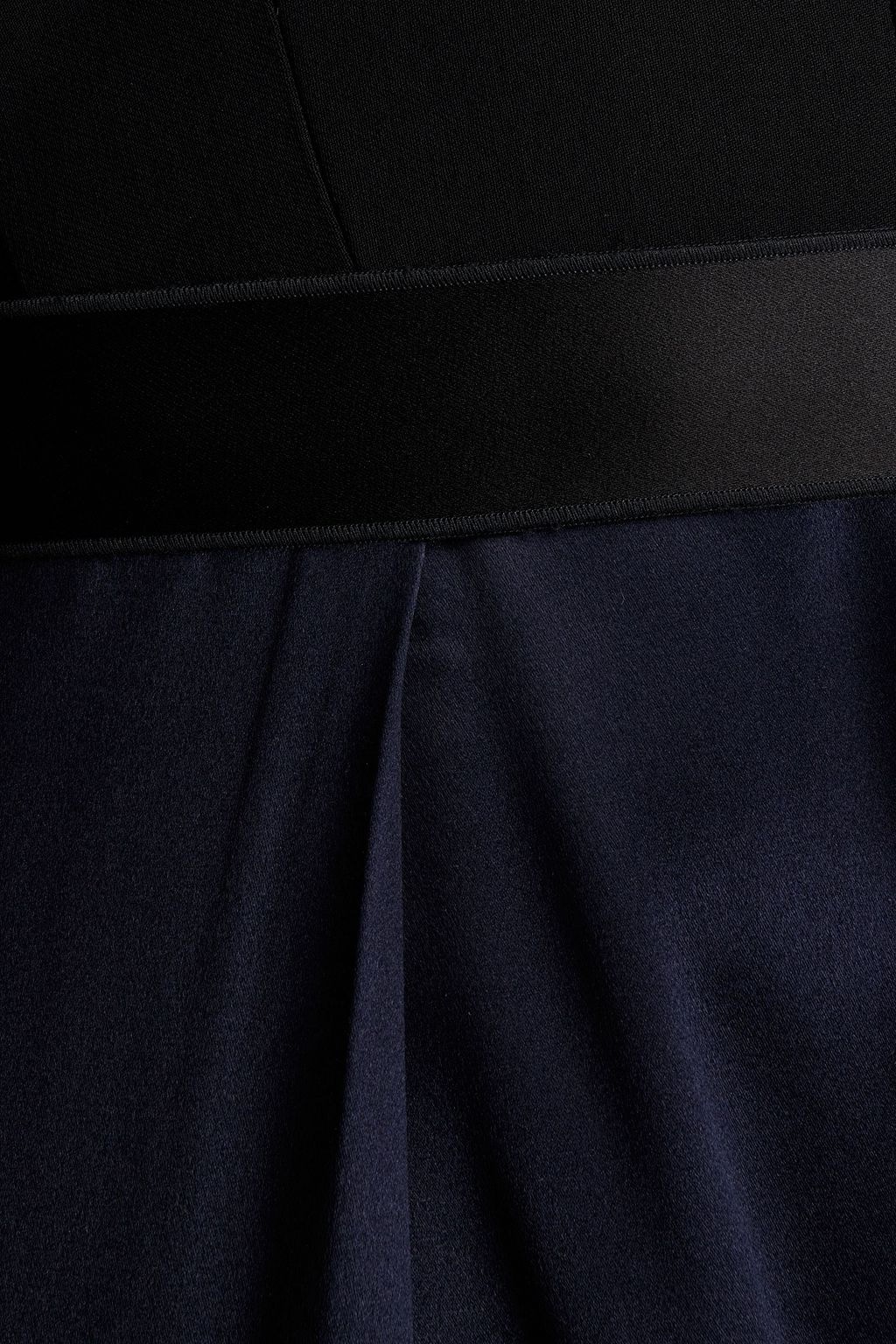 AMANDA WAKELEY Crepe-paneled pleated satin jumpsuit