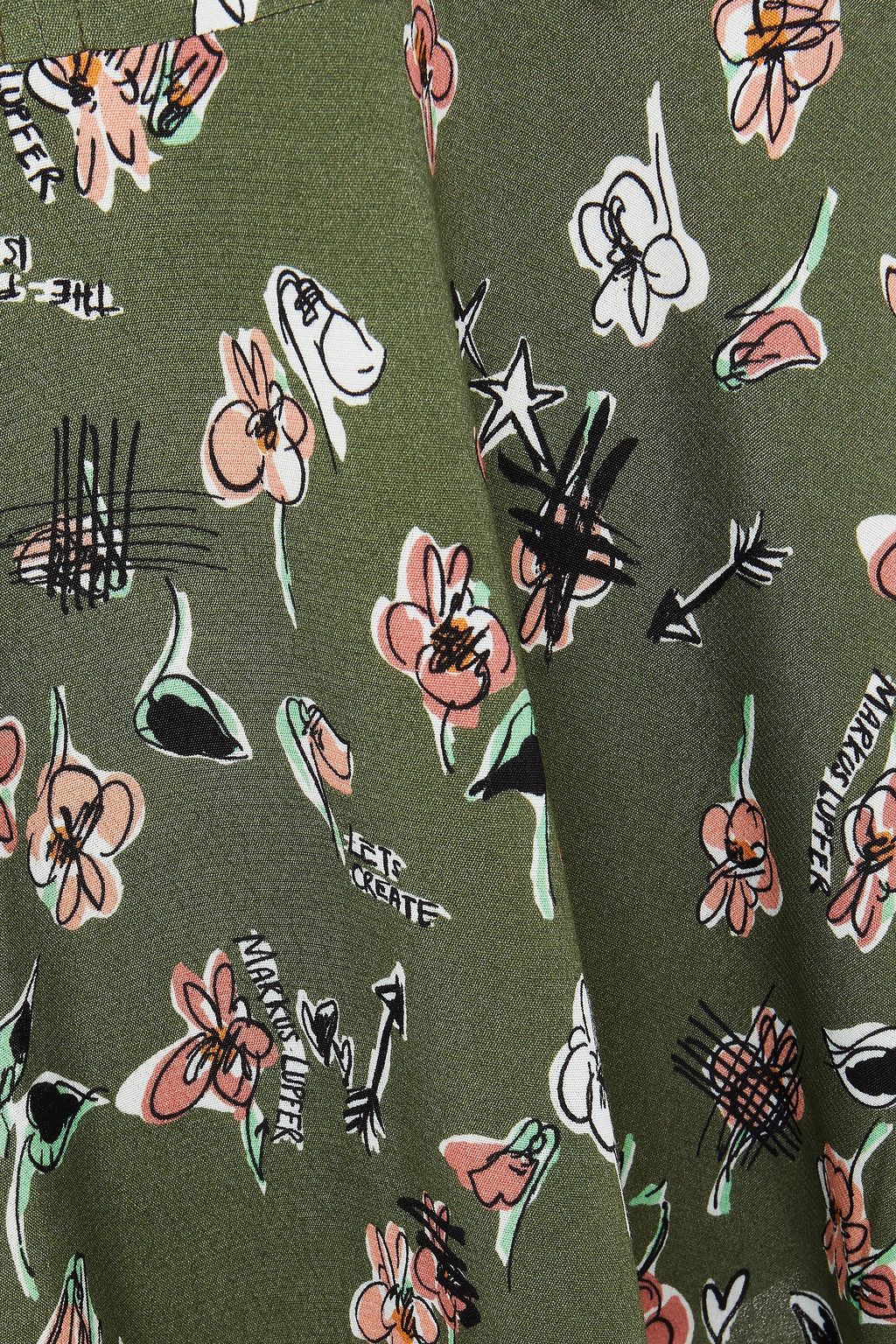 MARKUS LUPFER Raven cape-effect floral-print crepe dress