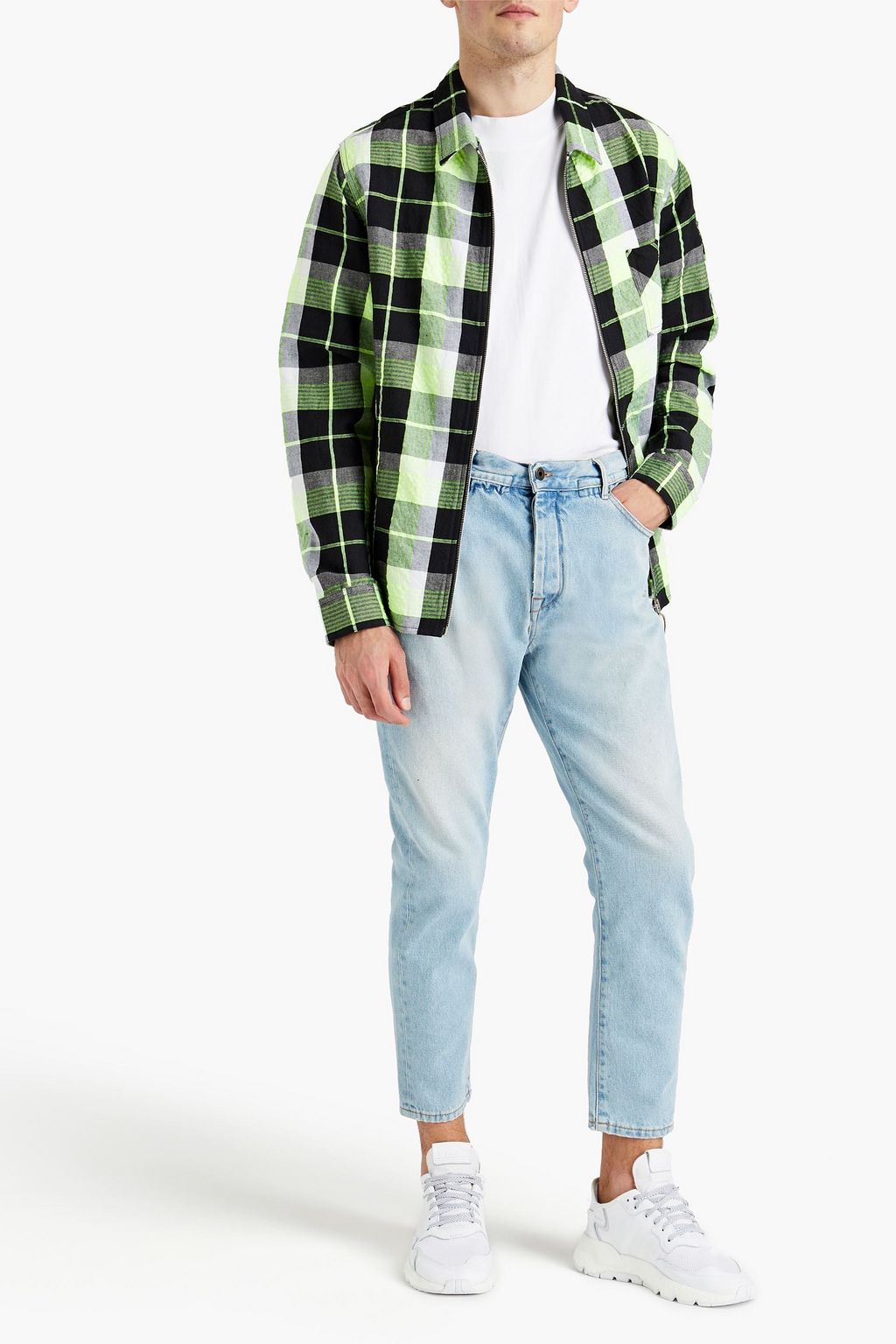 OFF-WHITE™ Slim-fit cropped distressed denim jeans