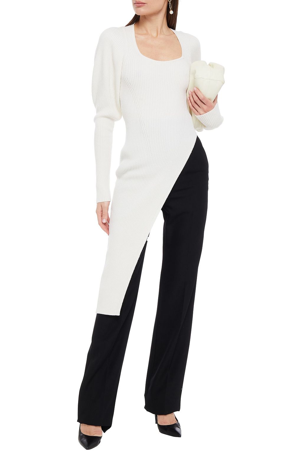 SAFIYAA Louise asymmetric ribbed wool-blend sweater