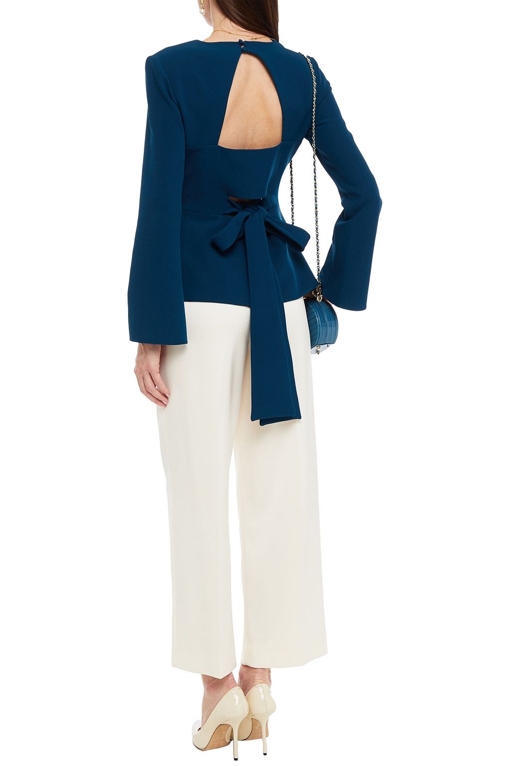 SAFIYAA Amaya tie-back cutout crepe peplum top