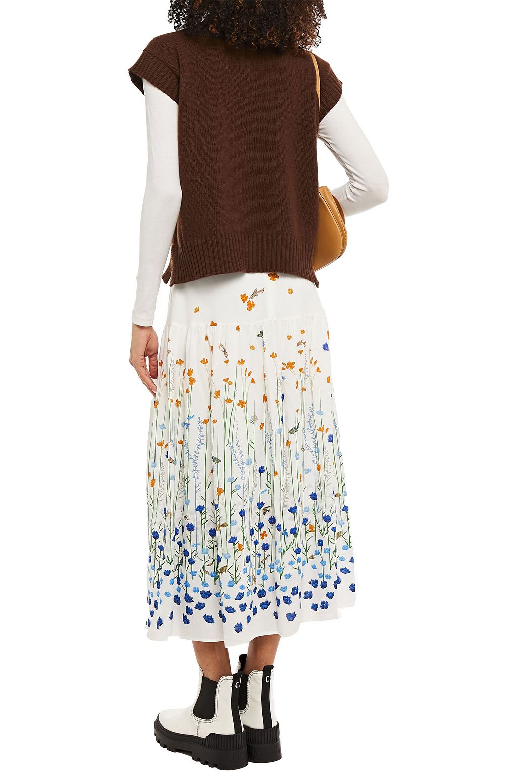 MARKUS LUPFER Drew Underwater Garden printed crepe midi skirt