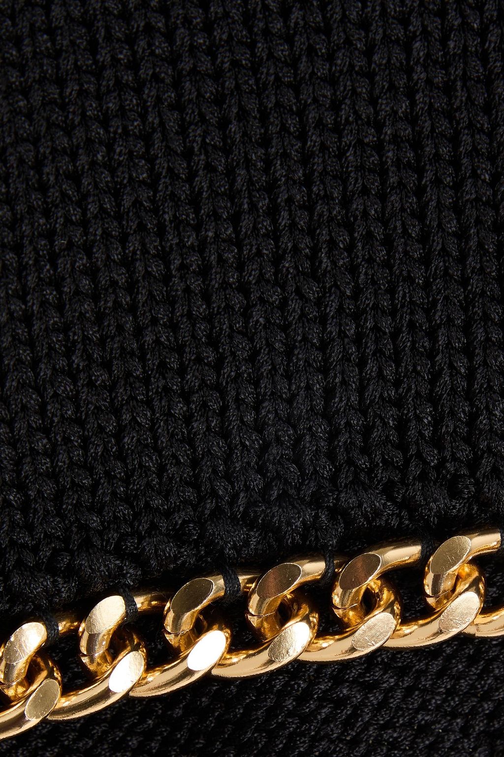 BALMAIN كنزة رياضية قصيرة بتصميم مكشوف الكتفين من نسيج محبوك بحبكة مضلّعة بتصميم مزركش