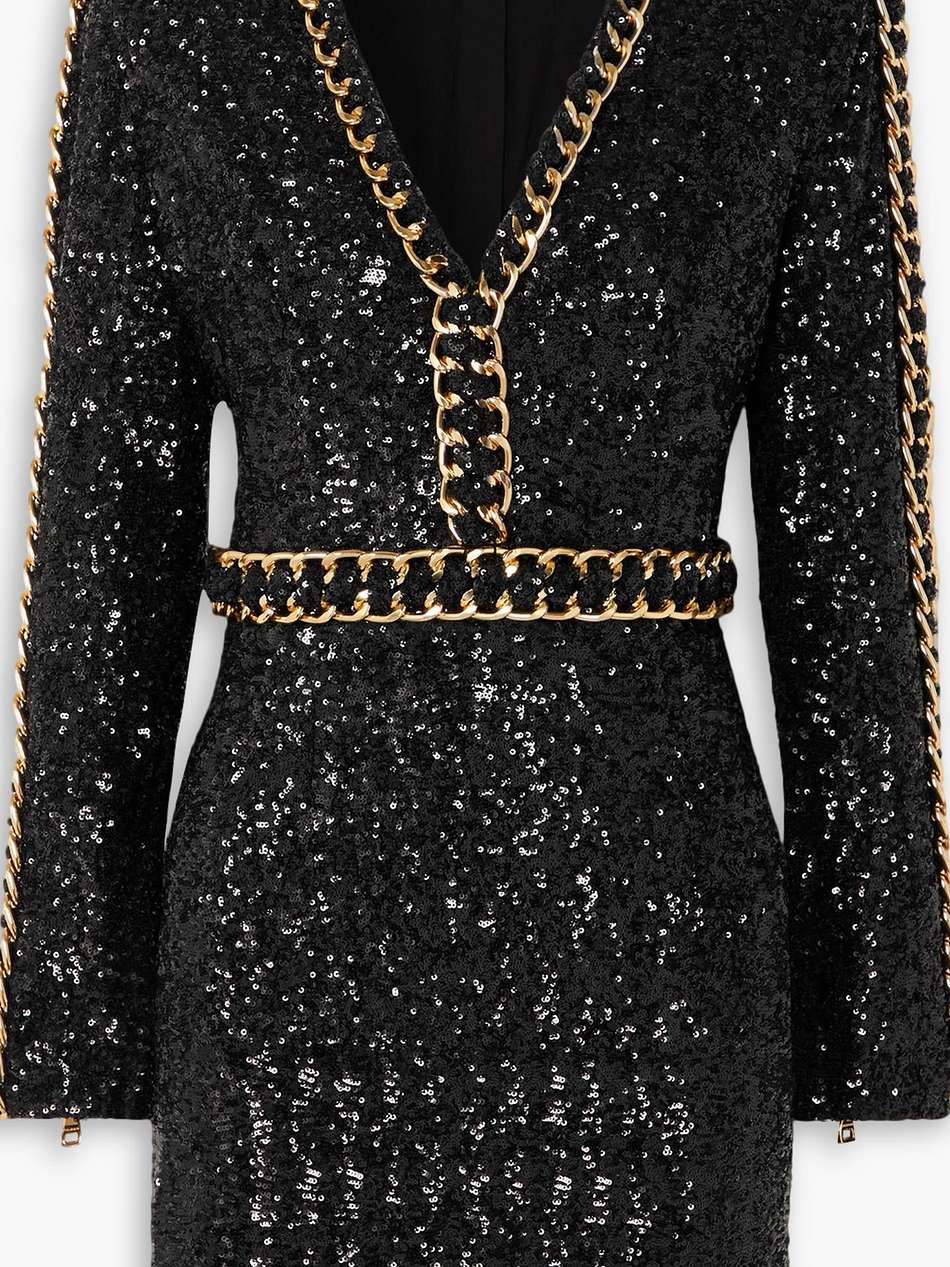 embellished sequined crepe mini dress