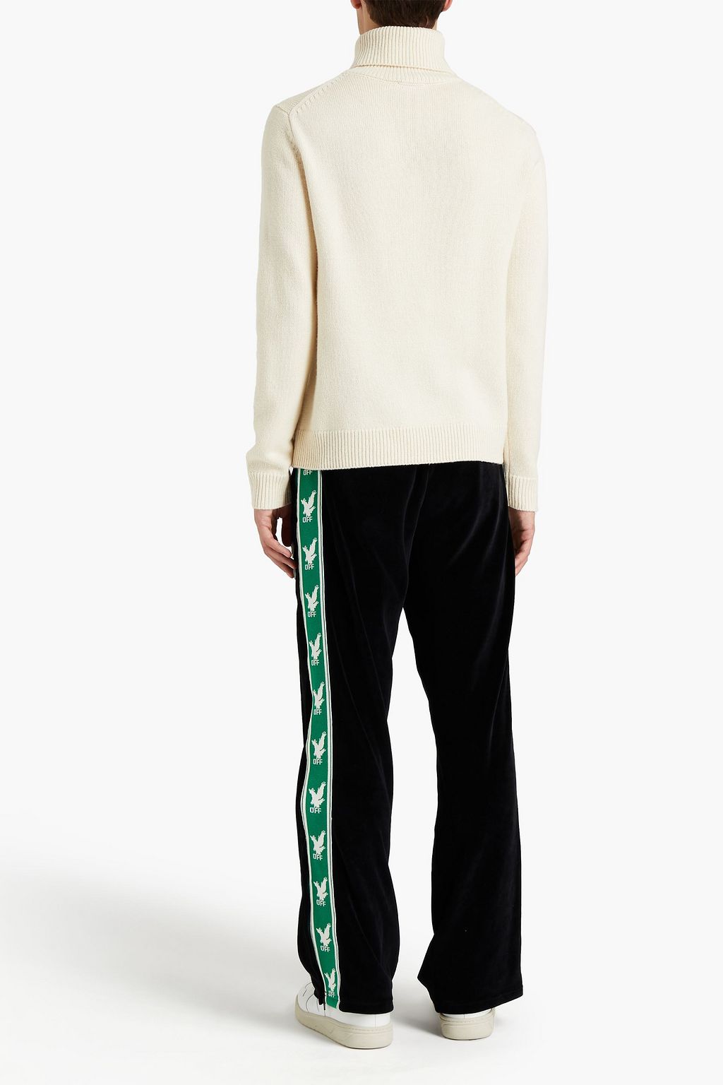 OFF-WHITE™ Jacquard-trimmed cotton-blend velvet track pants