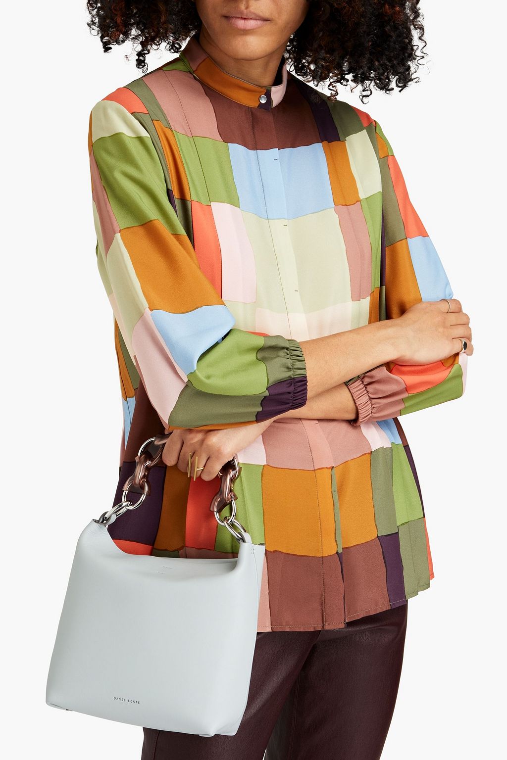 DANSE LENTE PVC-trimmed leather tote