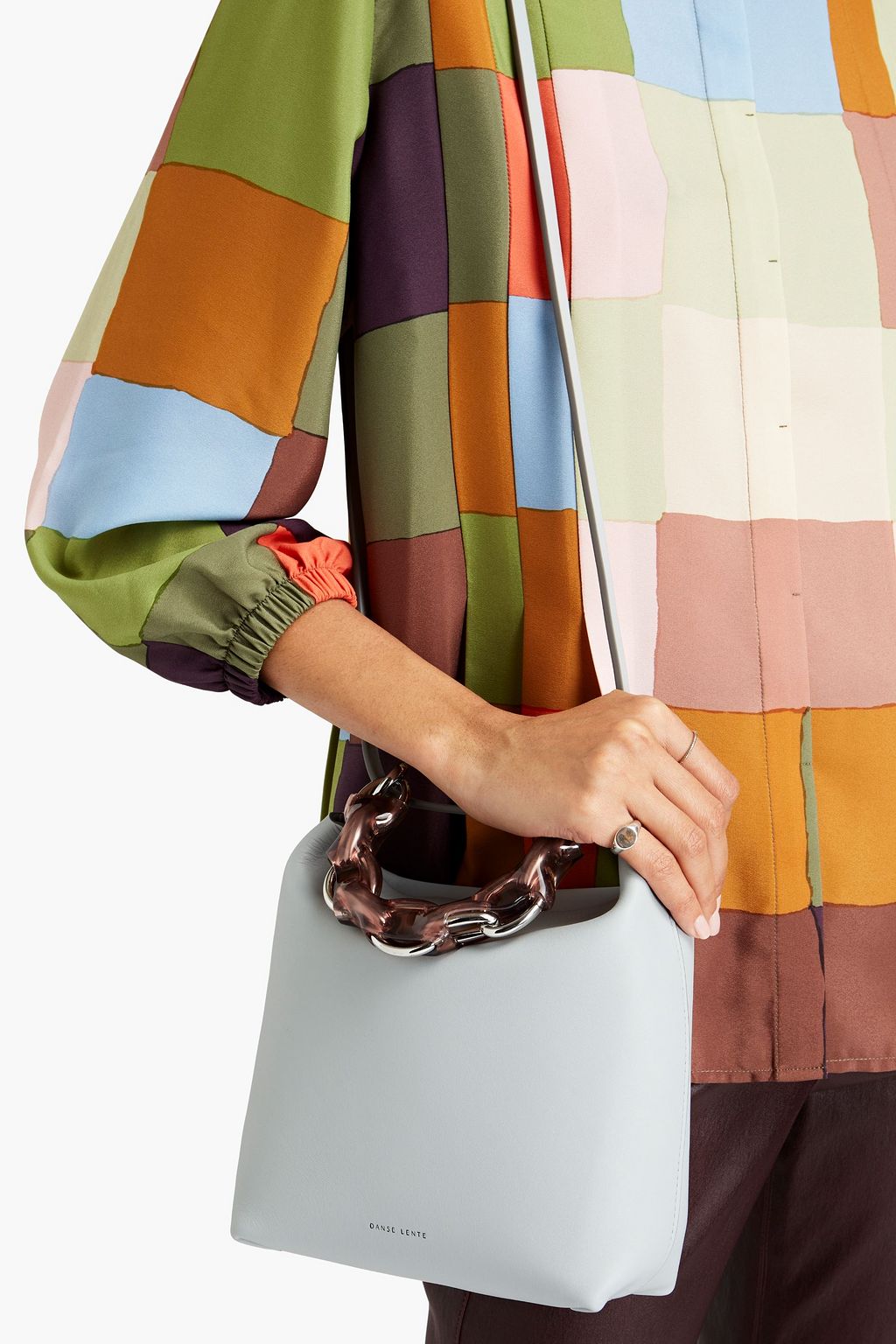 DANSE LENTE PVC-trimmed leather tote
