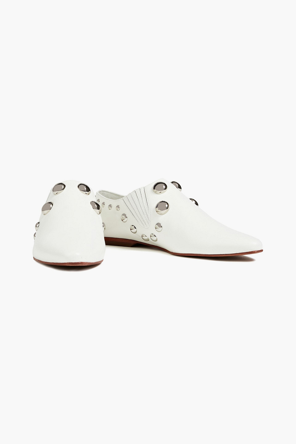 Tory Burch Studded Leather Loafers In White