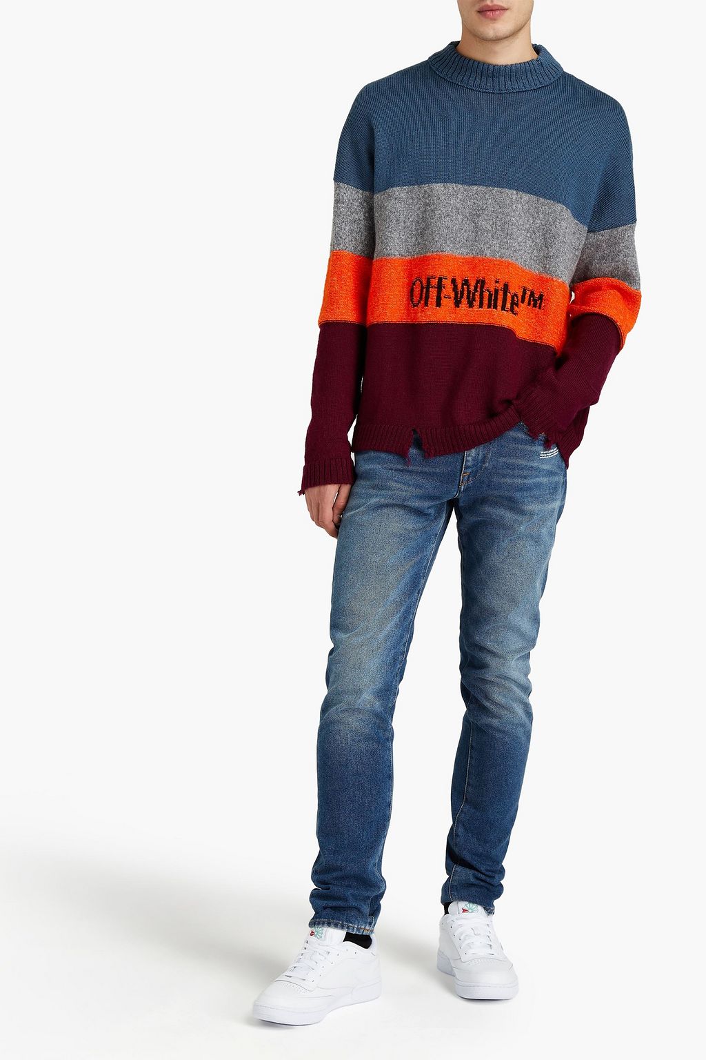 OFF-WHITE™ Striped intarsia-knit wool-blend sweater