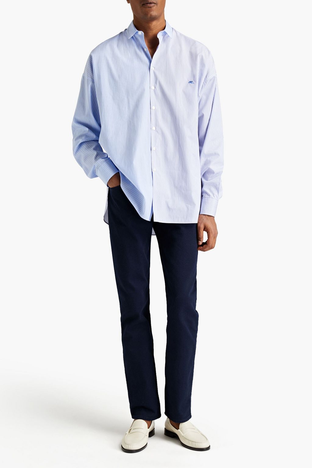 ETRO Paneled striped cotton-poplin shirt
