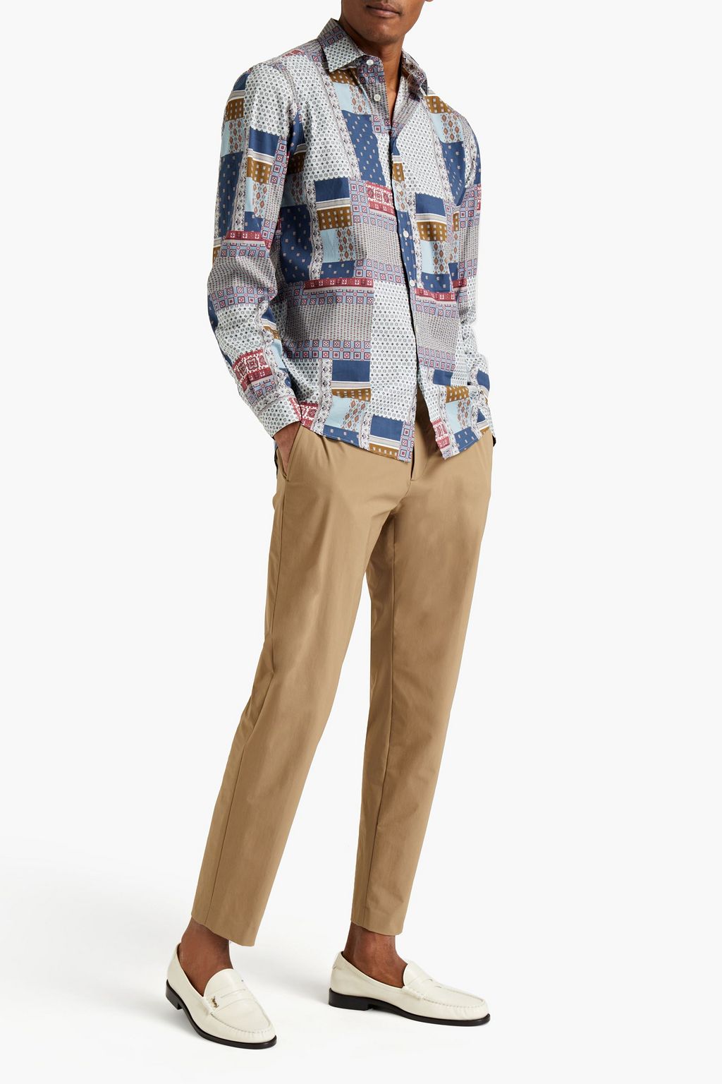 ETRO Patchwork-effect printed cotton-blend poplin shirt