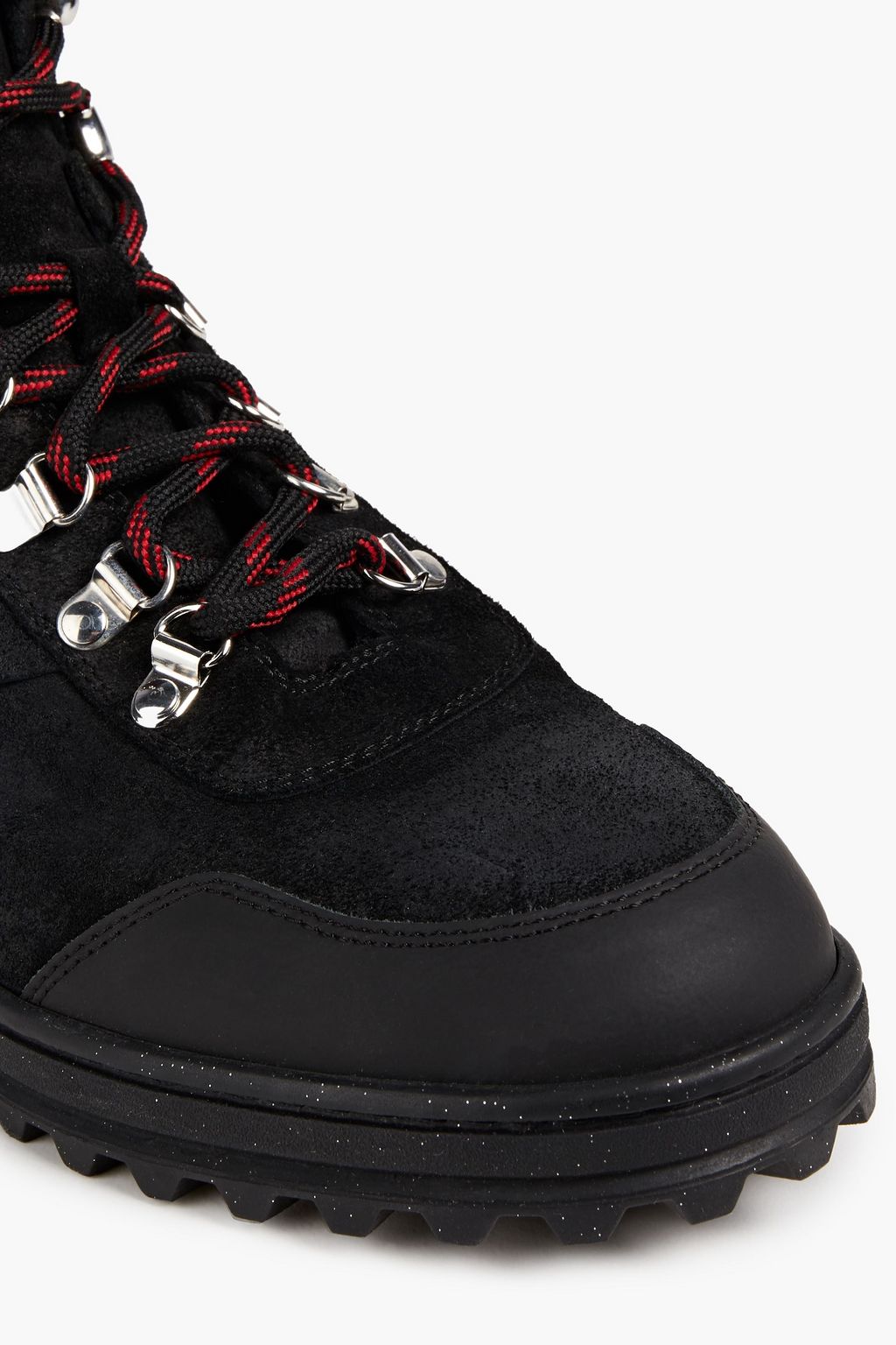 OFF-WHITE™ Rubber-trimmed glittered brushed suede hiking boots