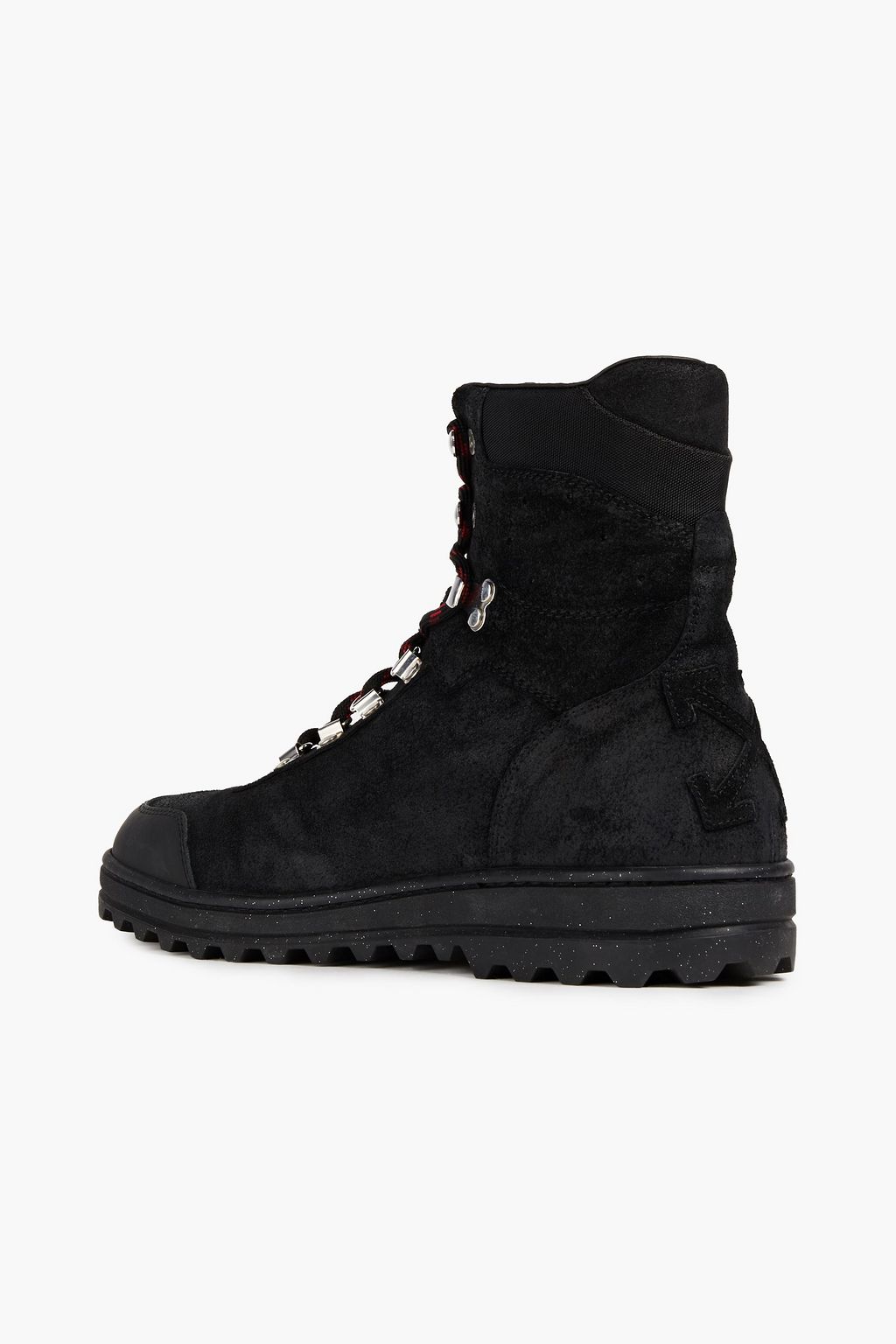 OFF-WHITE™ Rubber-trimmed glittered brushed suede hiking boots