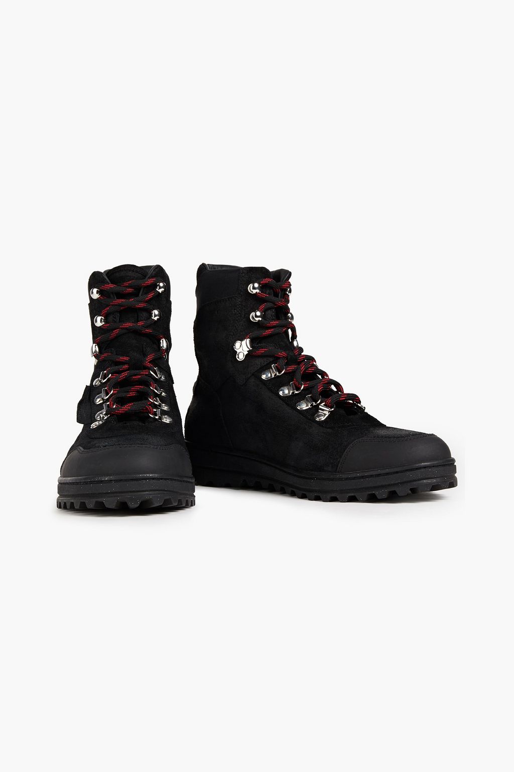OFF-WHITE™ Rubber-trimmed glittered brushed suede hiking boots