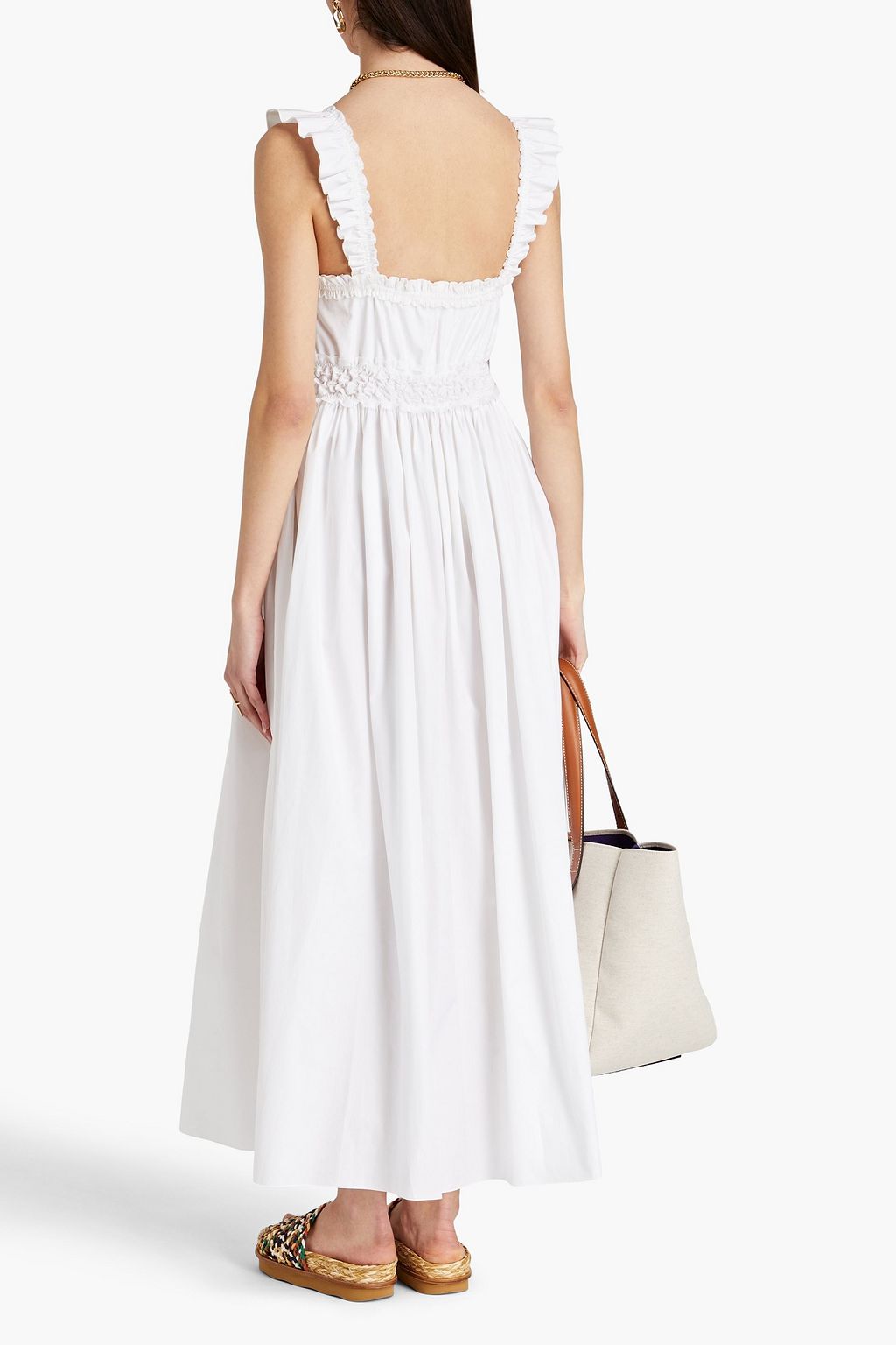 CHLOÉ コットンポプリン マキシワンピース ギャザー入り