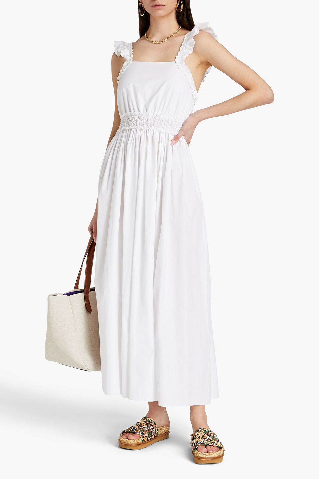 CHLOÉ コットンポプリン マキシワンピース ギャザー入り
