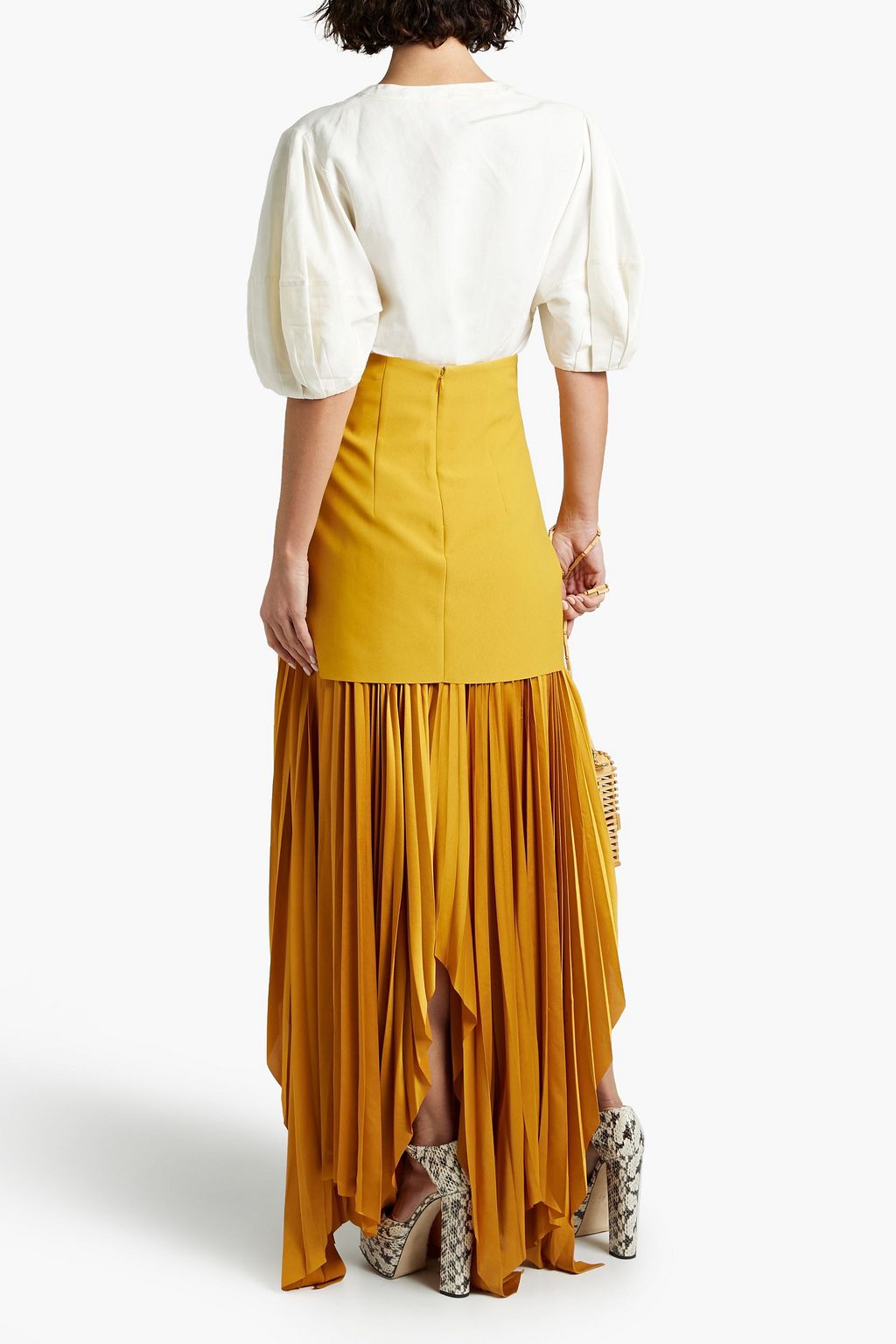 CHLOÉ Gathered linen and silk-blend top