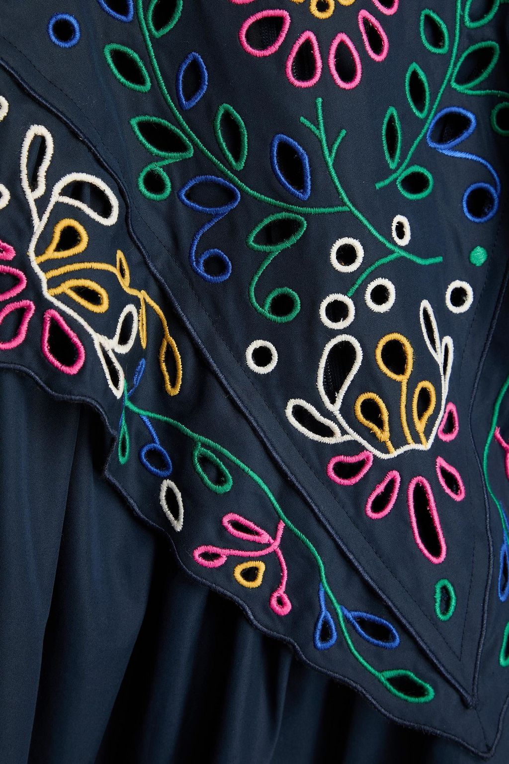 CHLOÉ Broderie anglaise-paneled cotton-poplin top