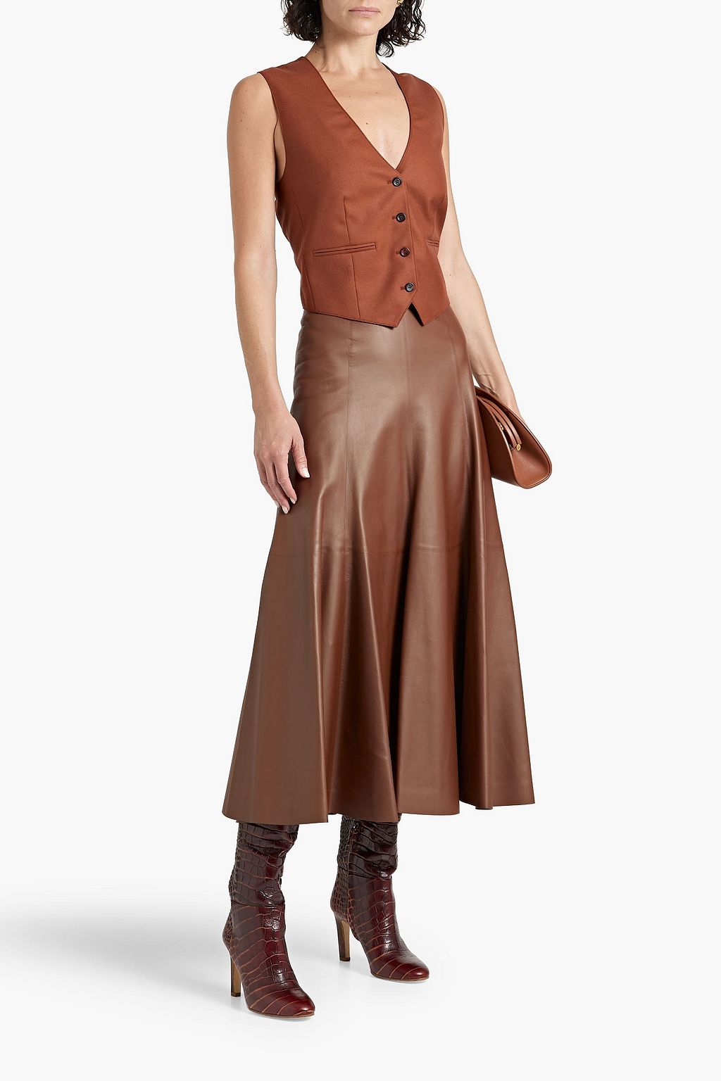 CHLOÉ Satin-paneled wool-canvas vest
