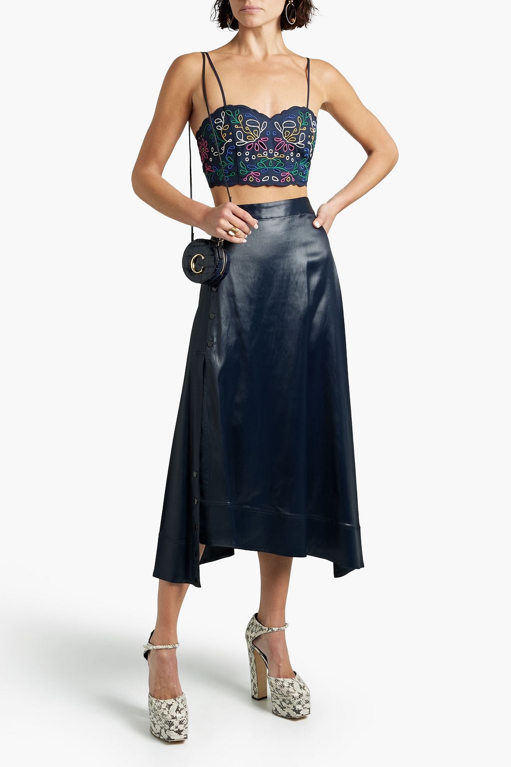 CHLOÉ Cropped broderie anglaise cotton top