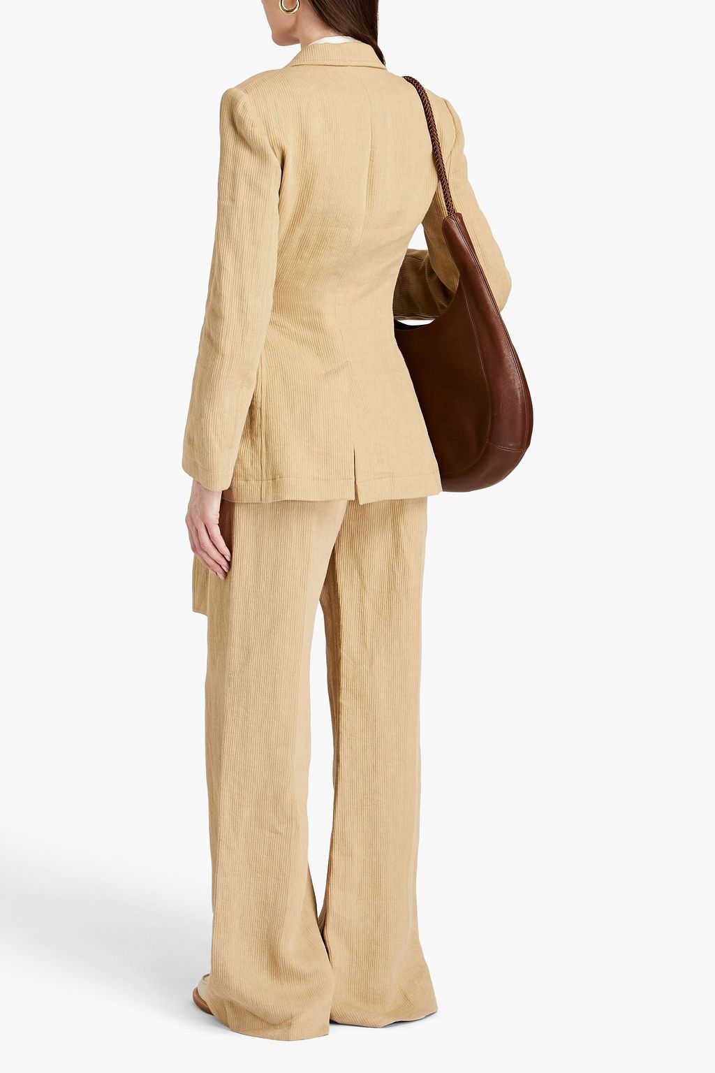 CHLOÉ Tie-front ribbed linen blazer