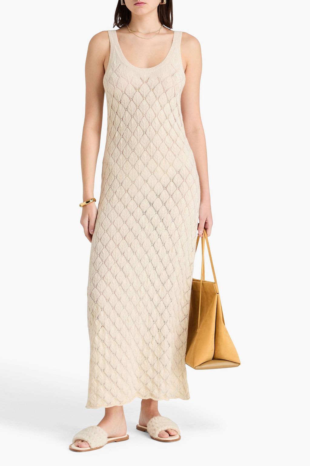 CHLOÉ Pointelle-knit cashmere midi dress