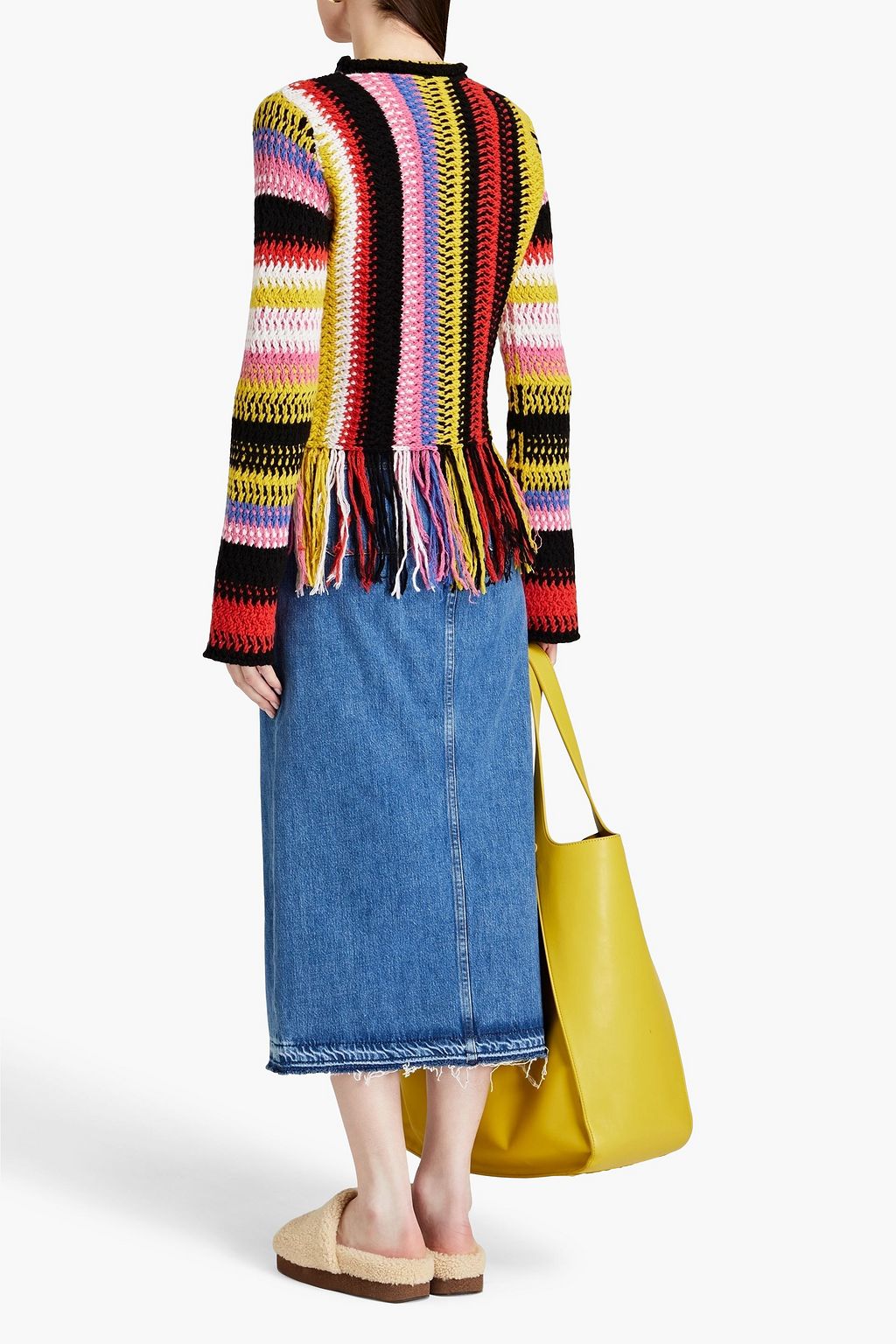 CHLOÉ Fringed striped cashmere and wool sweater
