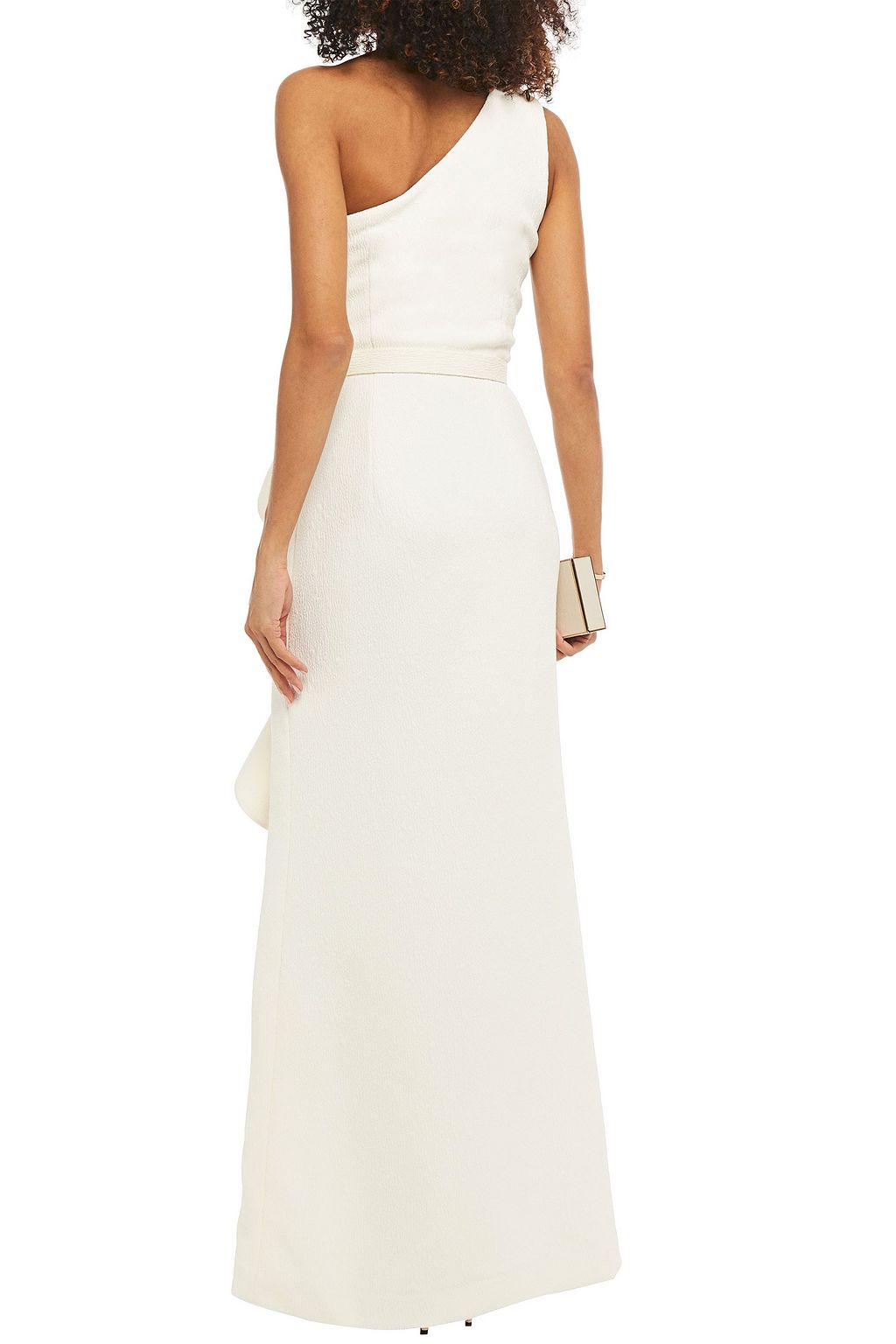 Ivory Greta one-shoulder belted ruffled cloquÃ© gown | Sale up to 70% off | THE OUTNET | REBECCA 