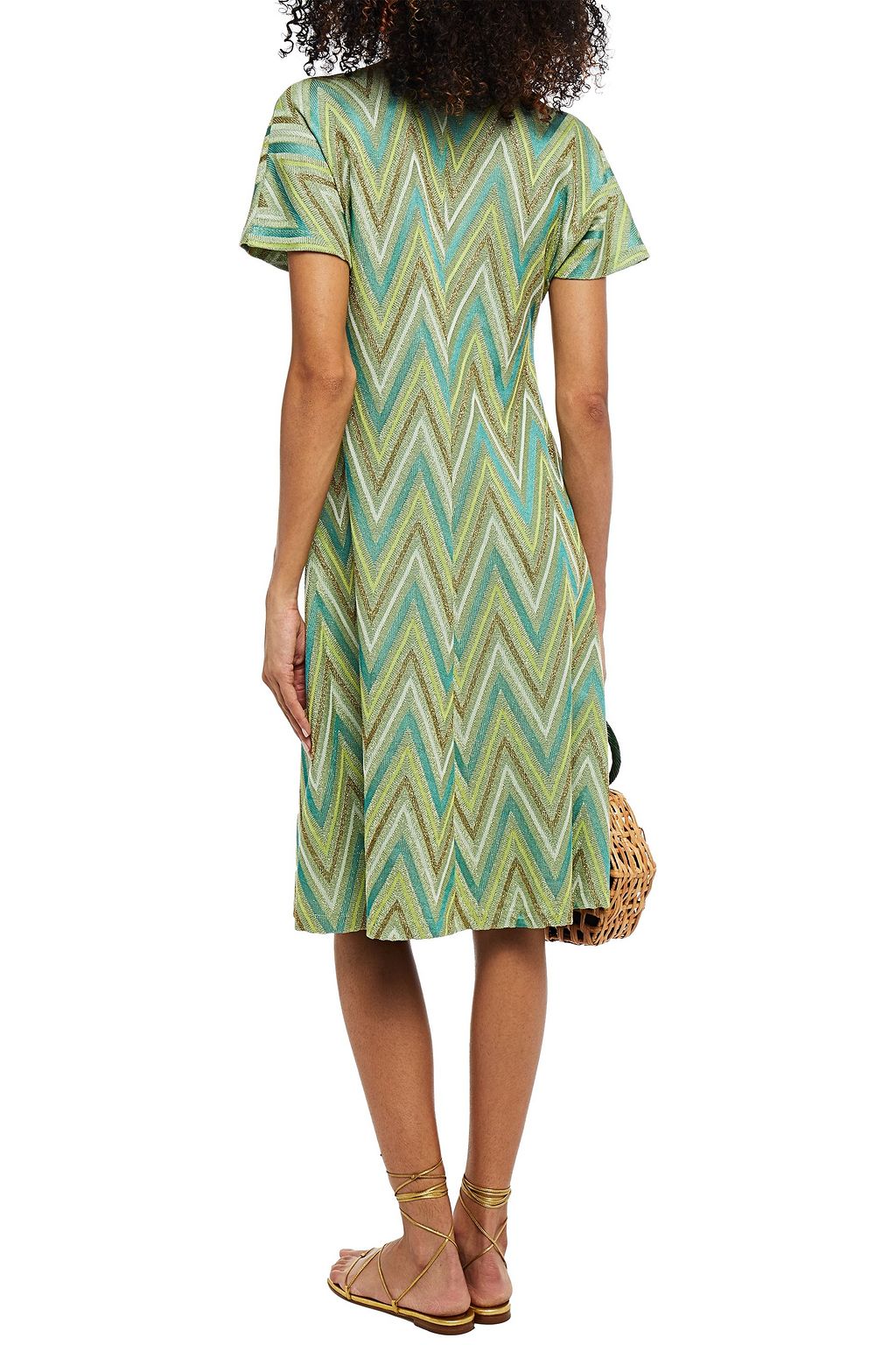 M MISSONI Knotted metallic crochet-knit dress