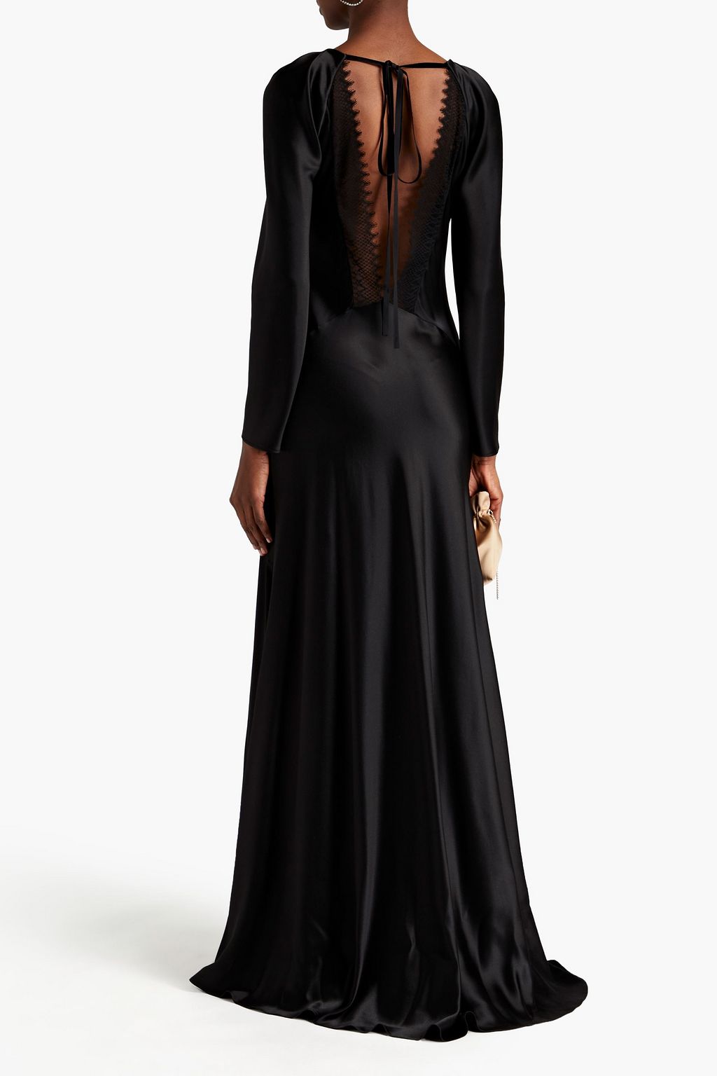 AMANDA WAKELEY Cutout lace-trimmed silk-satin maxi dress
