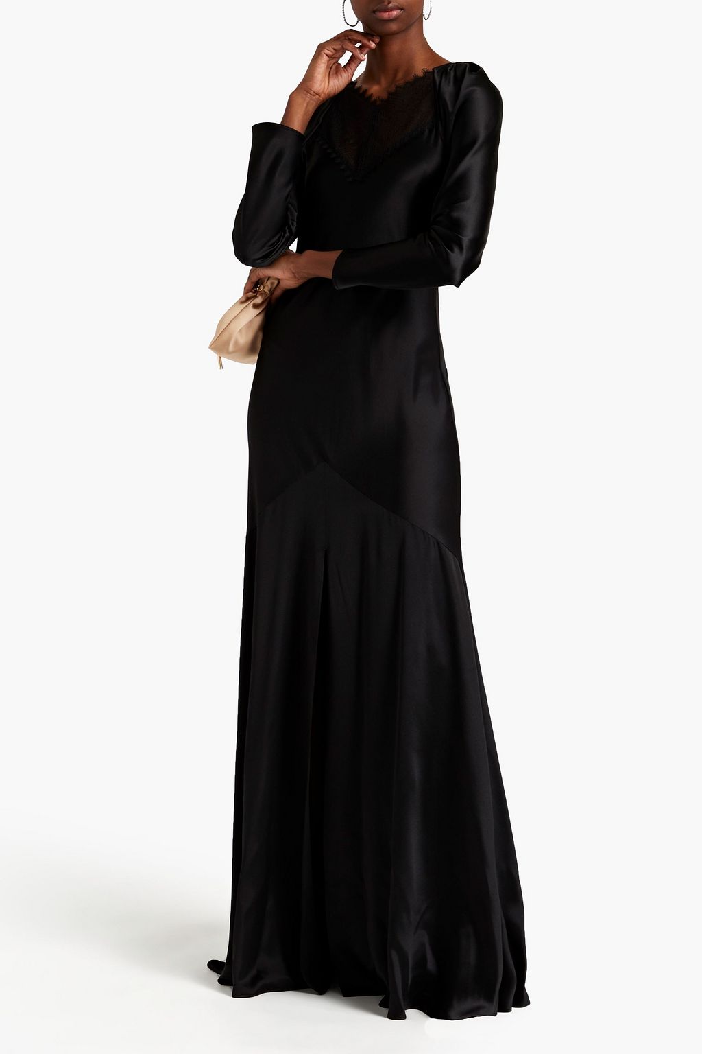 AMANDA WAKELEY Cutout lace-trimmed silk-satin maxi dress