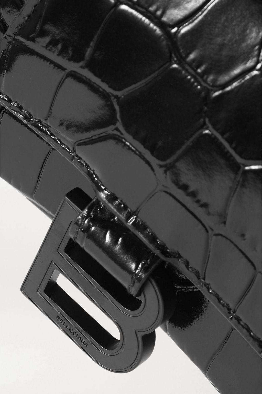 BALENCIAGA Hourglass XS croc-effect leather tote