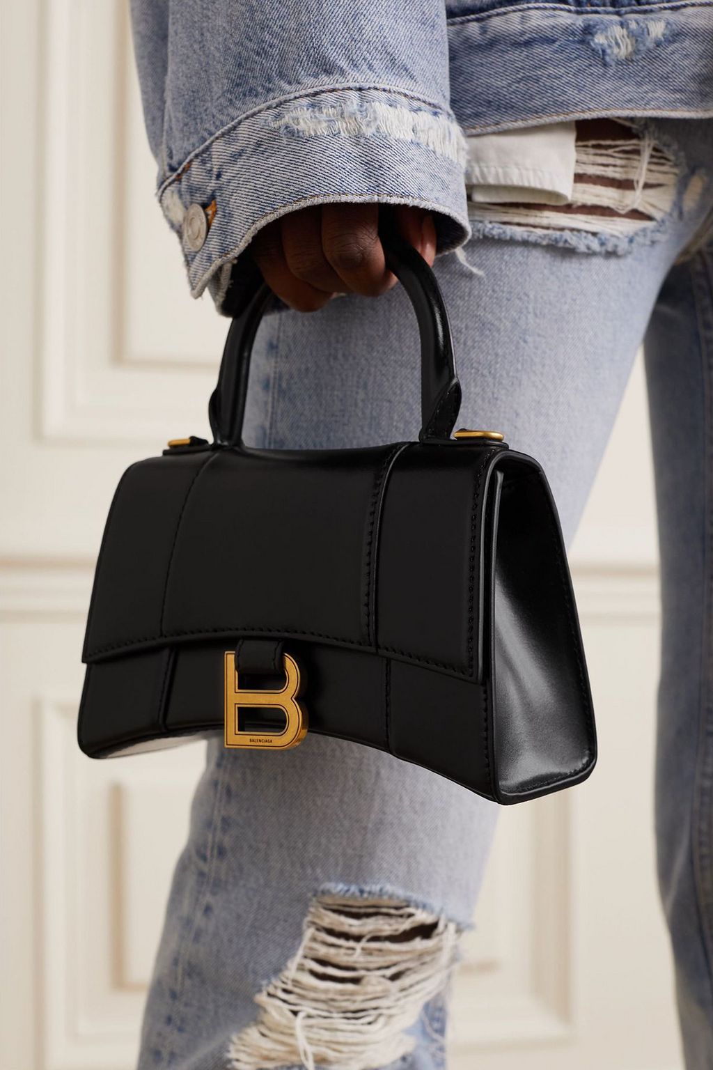 BALENCIAGA Hourglass XS leather tote