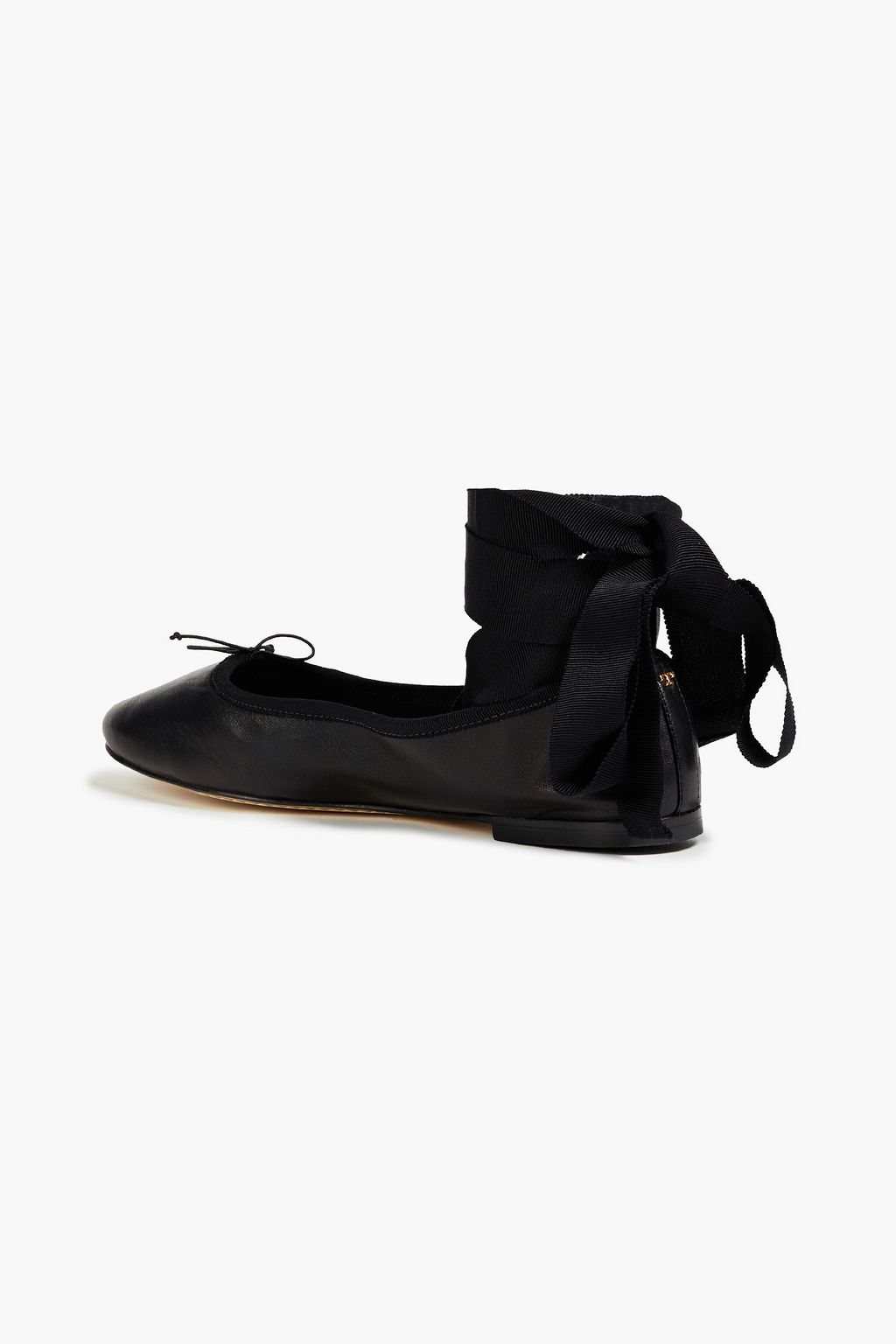 TORY BURCH Grosgrain-trimmed leather ballet flats