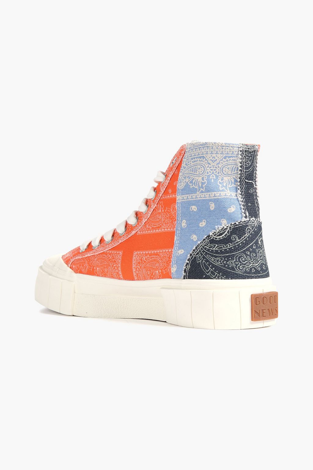 GOOD NEWS Palm patchwork-effect printed canvas high-top sneakers