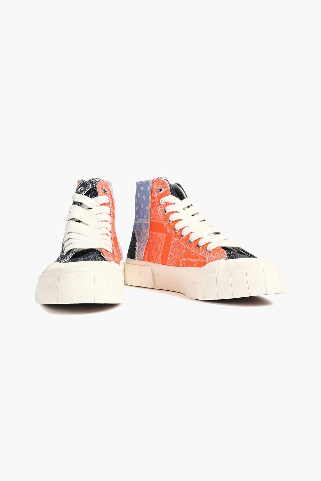 GOOD NEWS Palm patchwork-effect printed canvas high-top sneakers